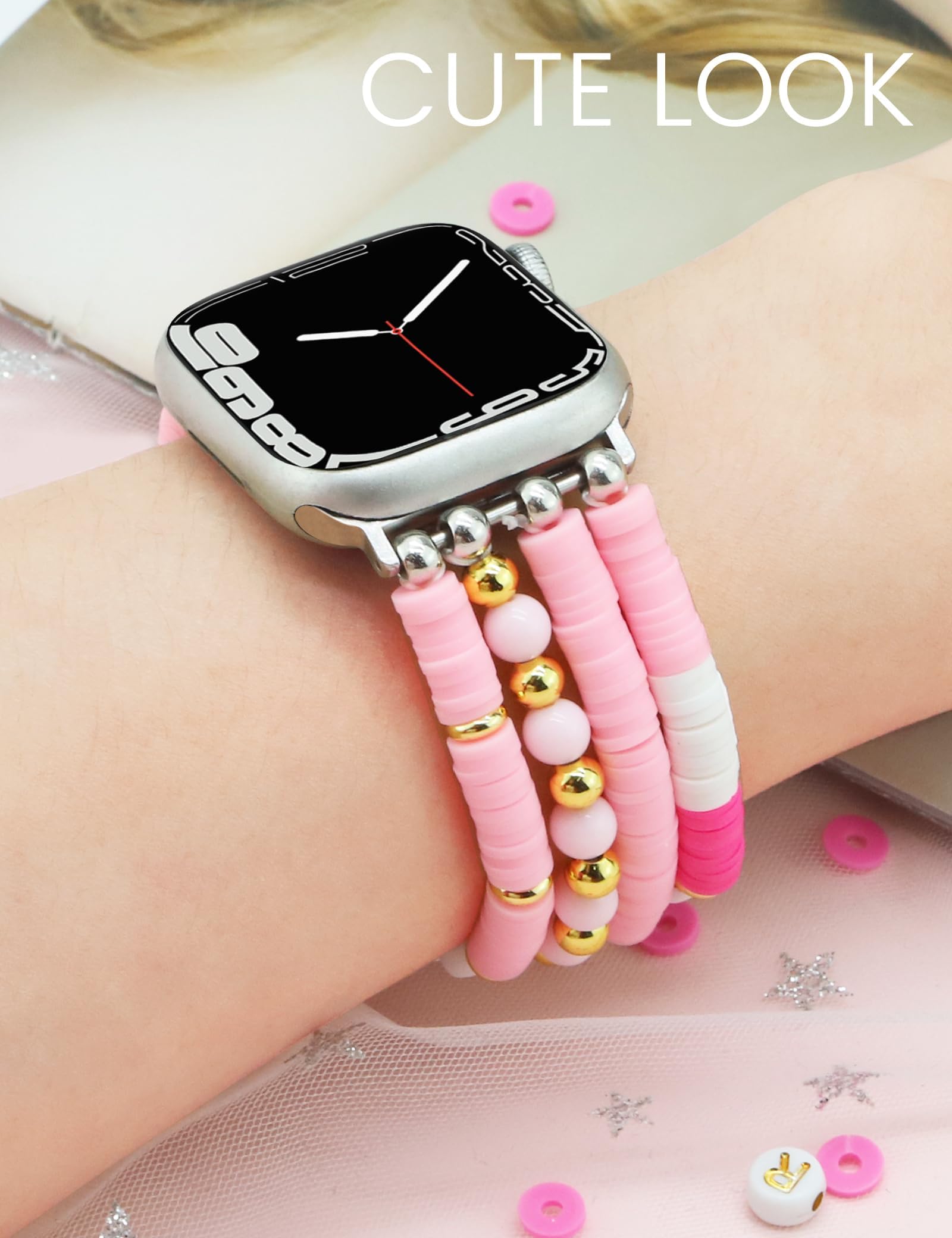 Jr.Dm Beaded Bracelet Compatible With Apple Watch 40Mm 38Mm 41Mm 44Mm 42Mm 45Mm 46Mm For Women, Singer Inspired Bracelets Cute H