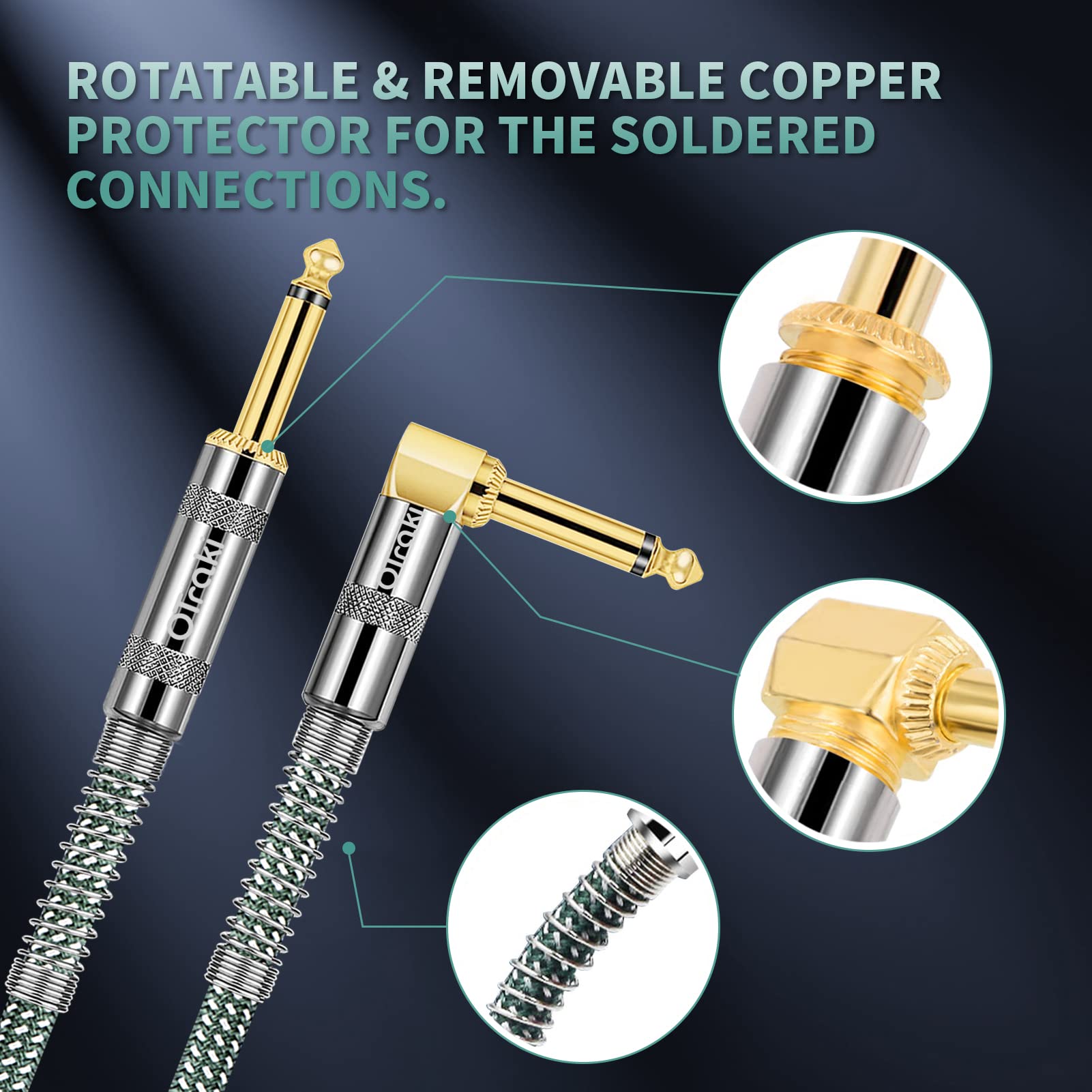 Otraki 2 Pack Guitar Cables 6 Ft Electric Instrument Cord 1/4 Inch Straight To Right Angle 6.35Mm Electric Guitar Cable Ts Solid