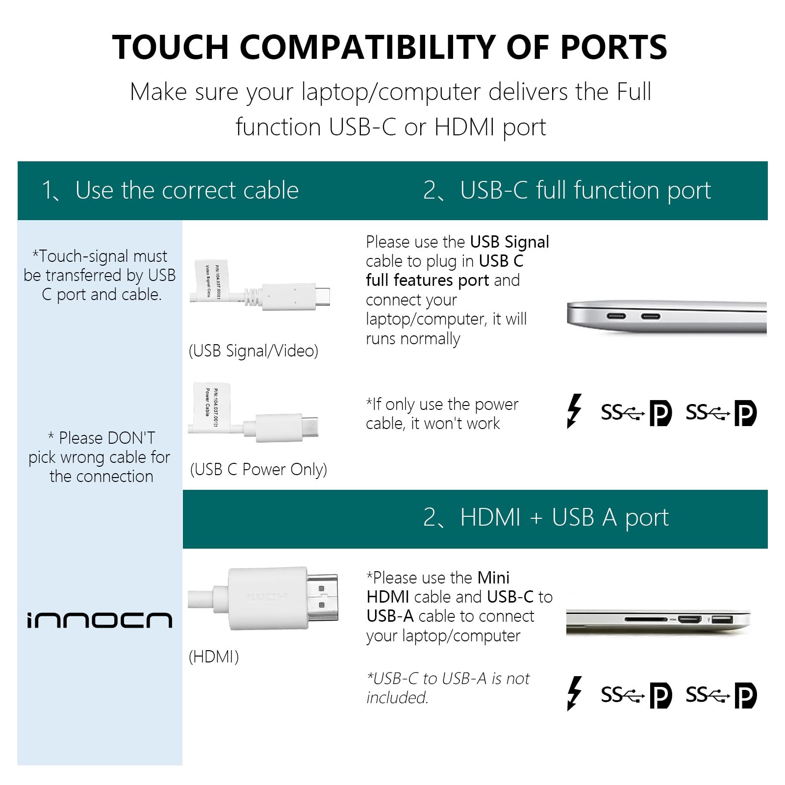 Innocn Portable Laptop Monitor Touchscreen 15.6'' 1080P Hdmi Usb C External Display Ultra Slim Travel Second Monitor For Macbook