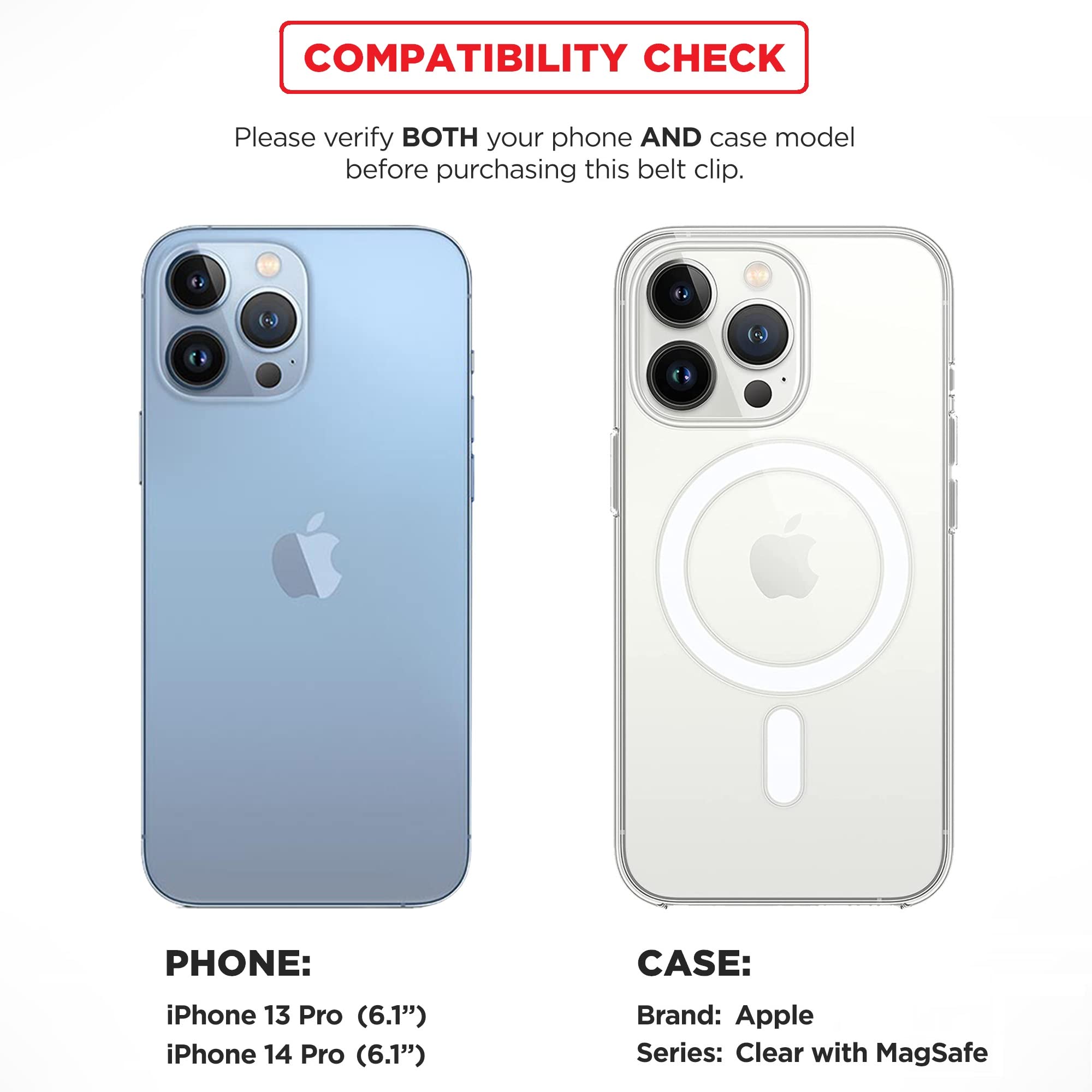 Encased Belt Clip Designed For Apple Clear Magsafe Case (Iphone 13 Pro And Iphone 14 Pro) Holster Only   Case Not Included