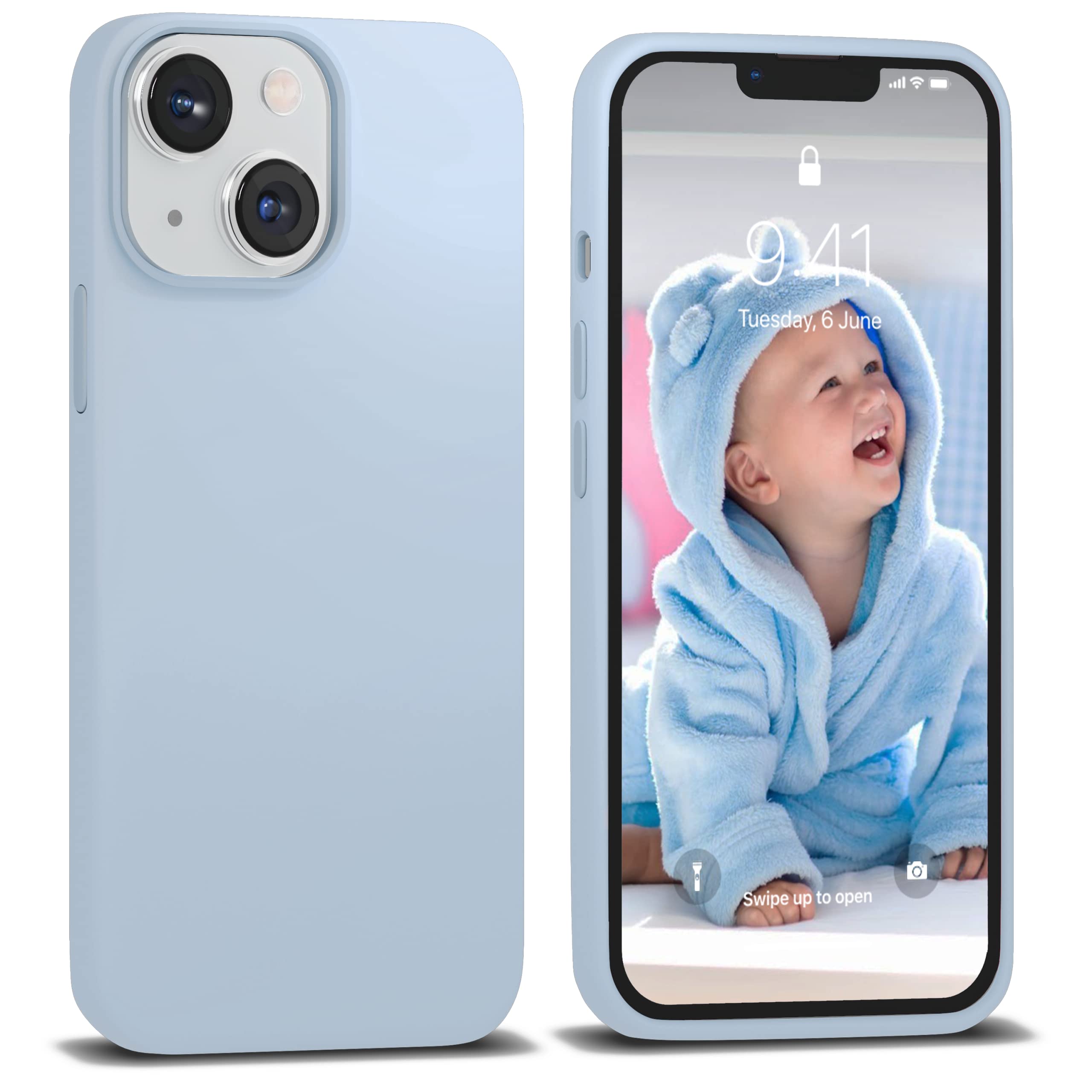 Icesword Iphone 14 Case Baby Blue (2022), Liquid Silicone Case Phone Cover Slim Protective,Soft Anti Scratch Microfiber Lining,C