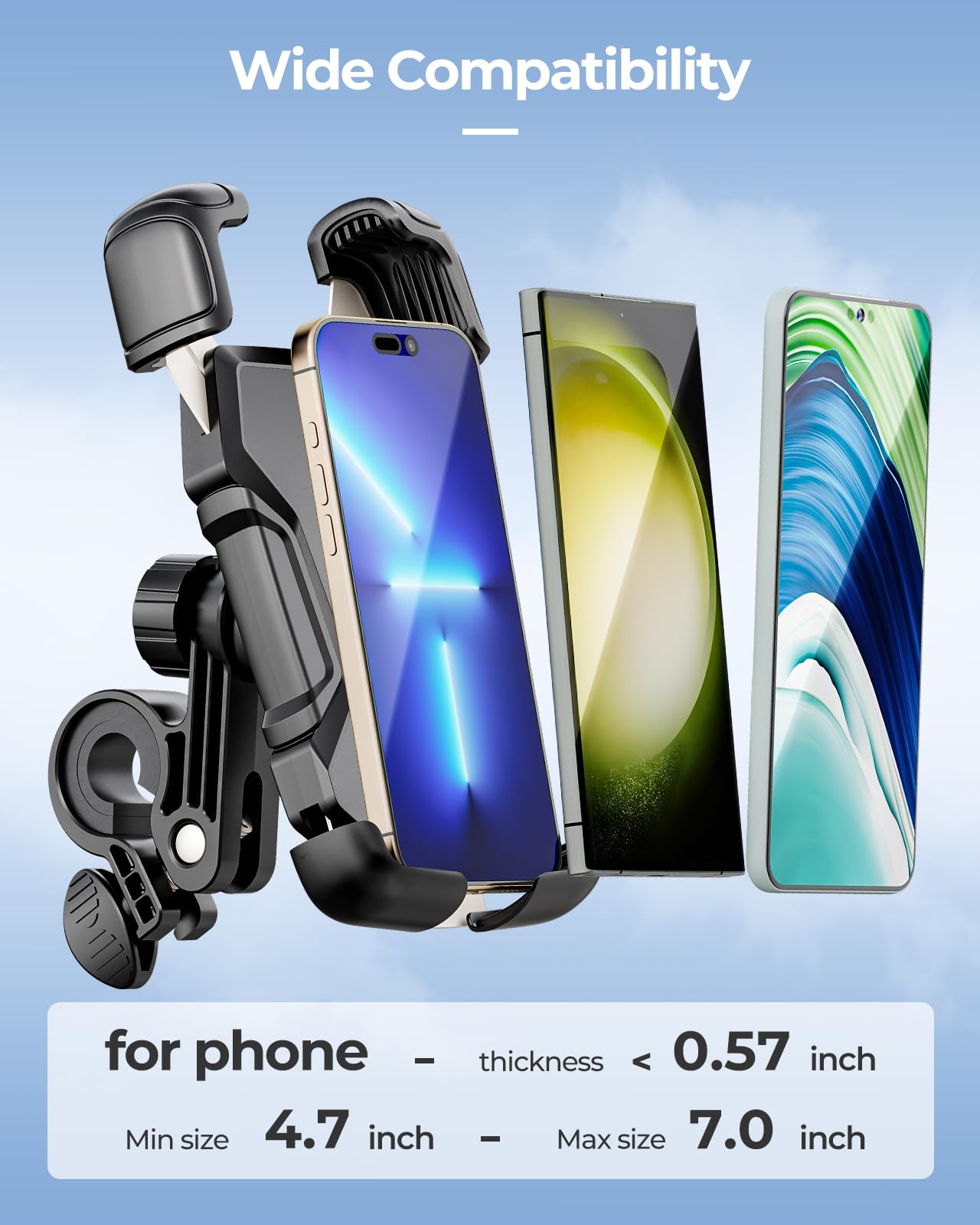 Megawheels Bike Phone Holder,Scooter Handlebar Mount With Clips Lock Fits 4.7''~7.0'' Cell Phones,Universal Handlebar Phone Clip