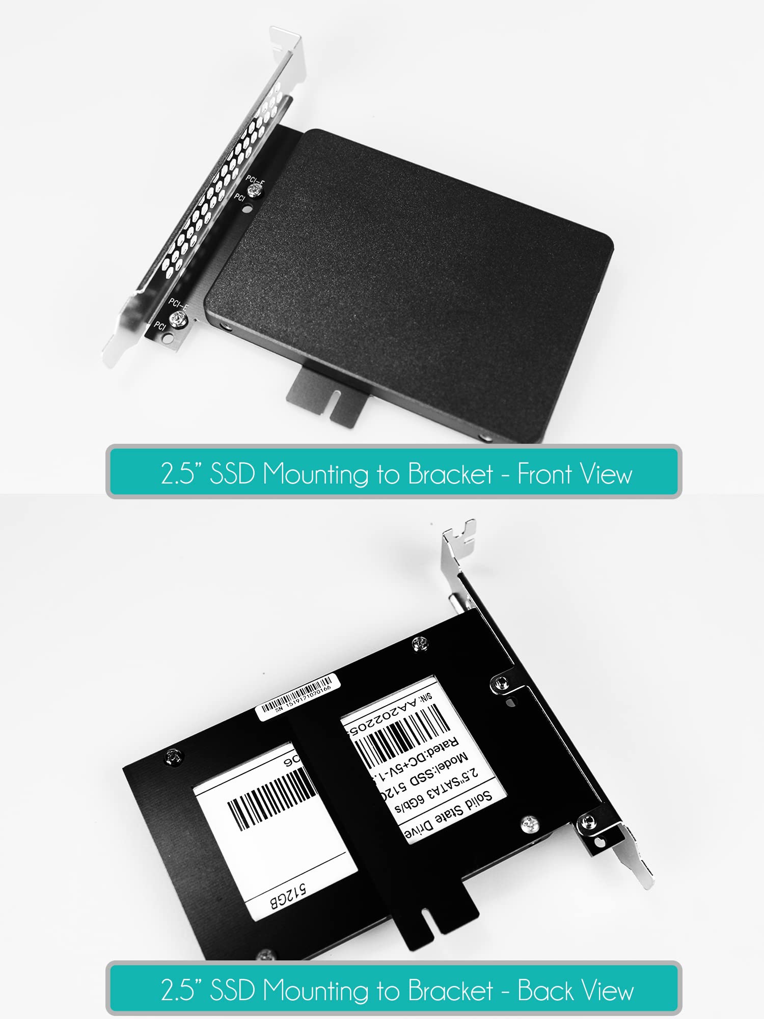 Glotrends 2.5 Inch Ssd Mounting Bracket With Sata Iii Cable And Ssd Screws, Pcie Or Pci Slot Installation