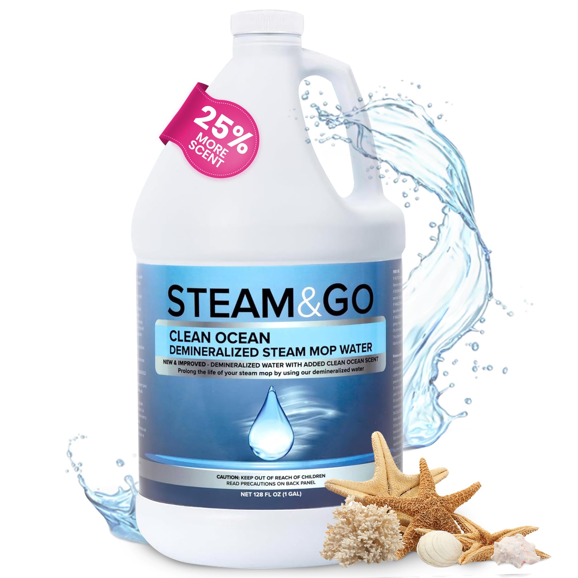 Steam And Go Demineralized Water   Clean Ocean Scent   Cleaning Solution For Steam Mop, Floor Cleaner Solution, & More   Ready T