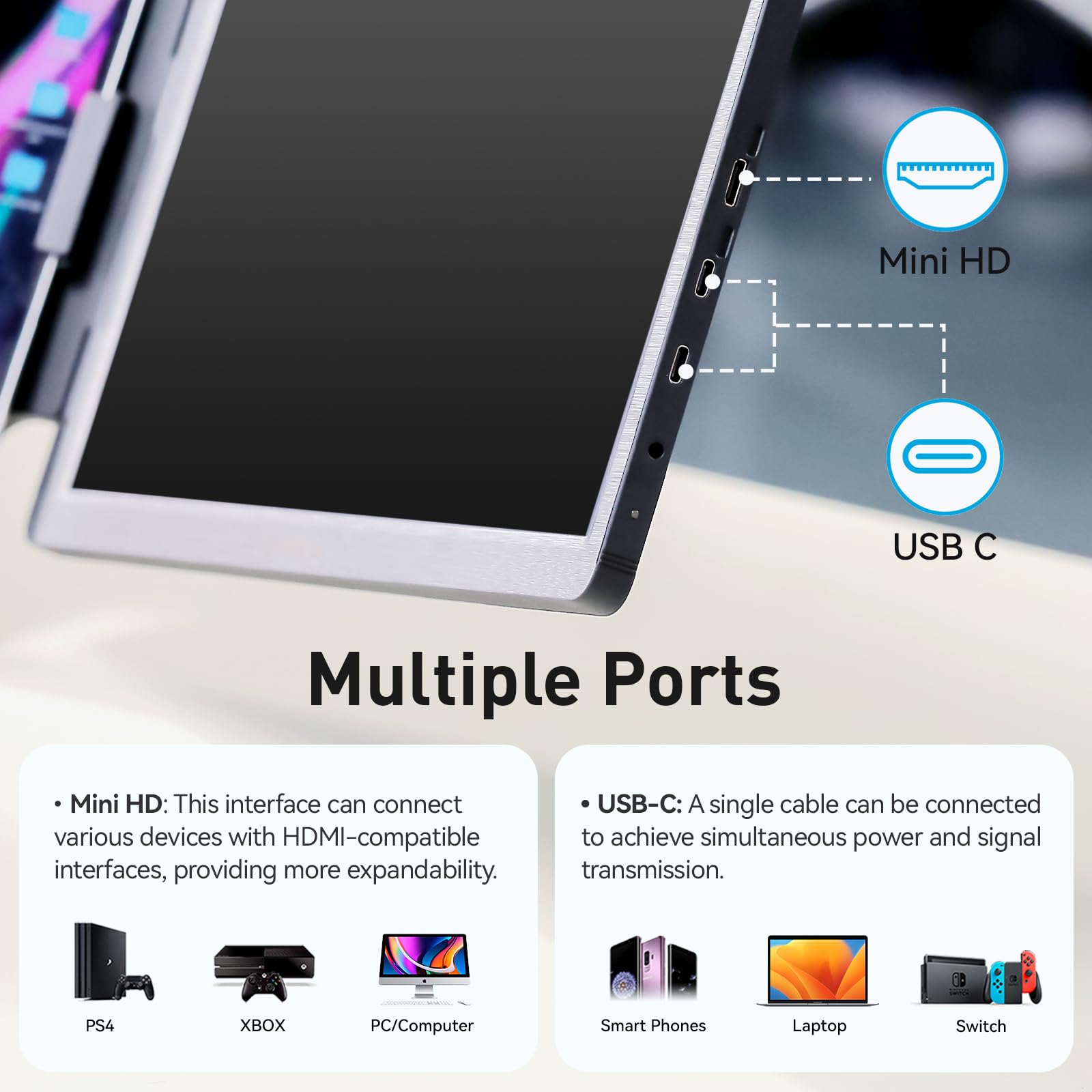 Elecrow Laptop Screen Extender 14 Inch Portable Monitor For Laptop (13    16.5   ) Crowview Fhd 1080P Usb C Dual Screen Travel M