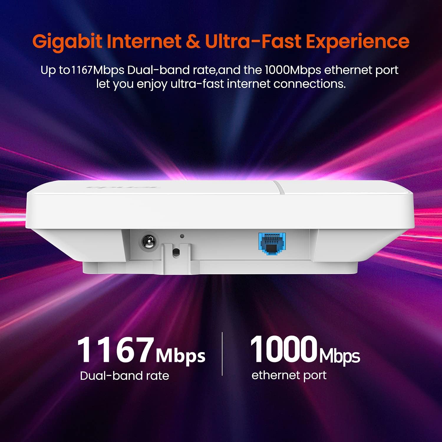 Tenda Ac1200 Dual Band Gigabit Wireless Access Point, Ceiling Mount Wifi Access Point, Coverage 3200 Sq.Ft|Poe Powered|Surport I