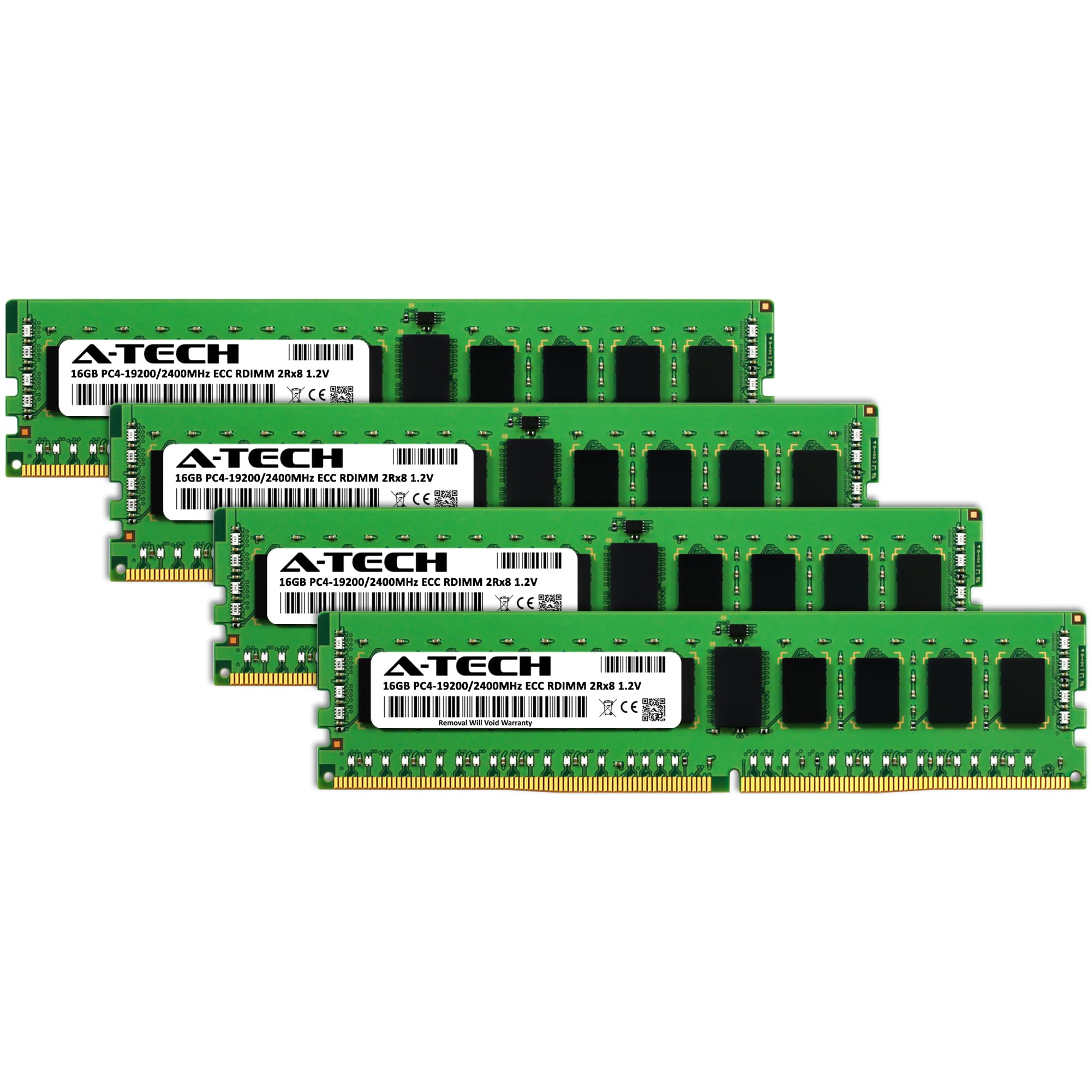 A Tech 64Gb Kit (4X16Gb) Ddr4 2400Mhz Pc4 19200 Ecc Rdimm 2Rx8 1.2V Dual Rank Ecc Registered Dimm 288 Pin Server & Workstation R