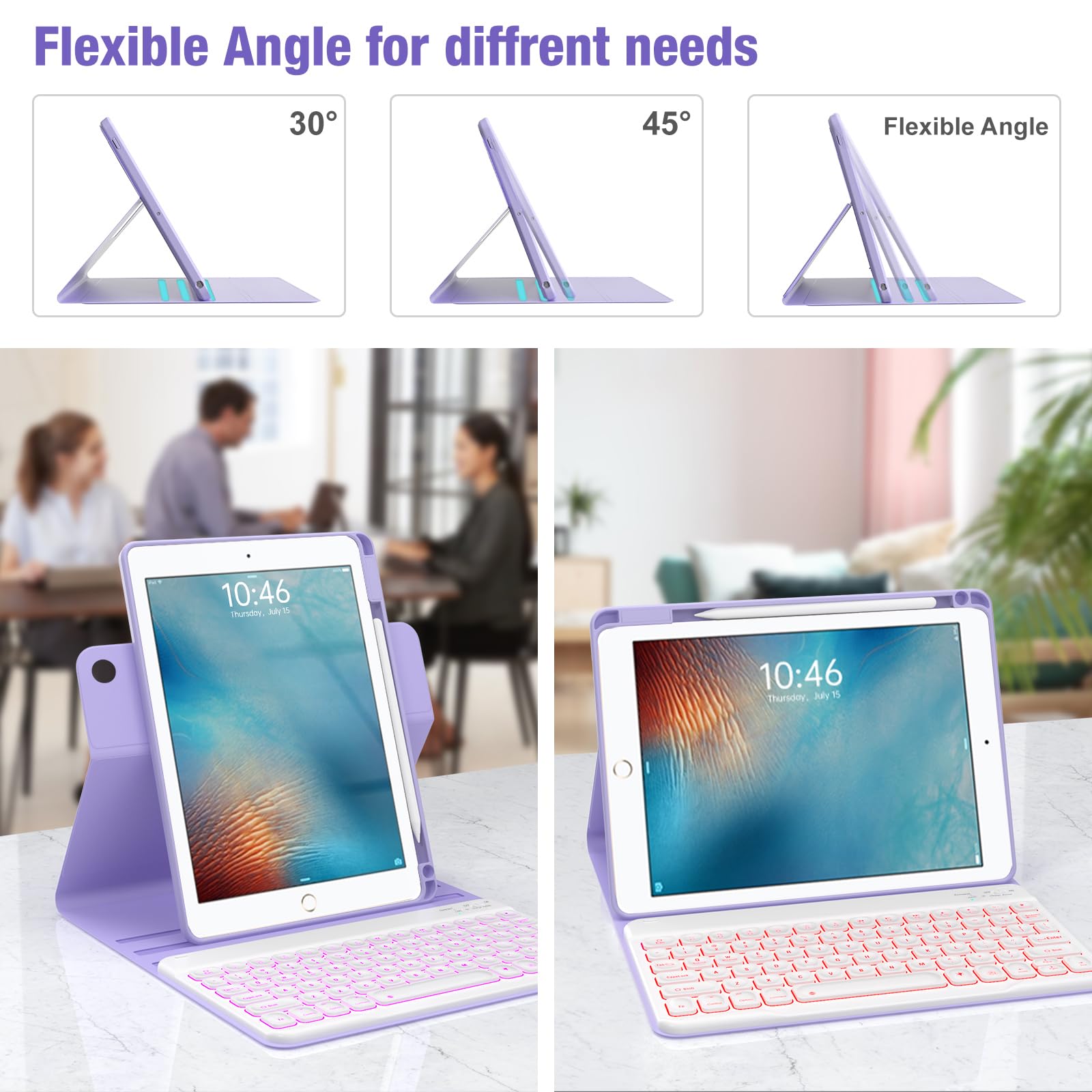 Oyeeice Ipad 6Th Generation Case With Keyboard 9.7 Inch   Detachable Backlit Keyboard, Upgraded Magnetic Cover With Pencil Holde