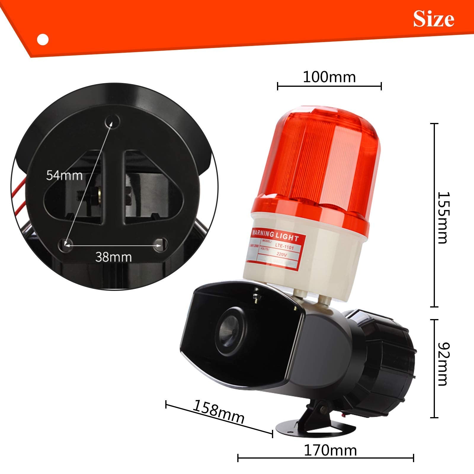 Alarm Siren With Strobe Light Industrial Sound And Light Alarm Siren Outdoor Siren Horn Alarm Warning Light Indoor Ac110V Emerge