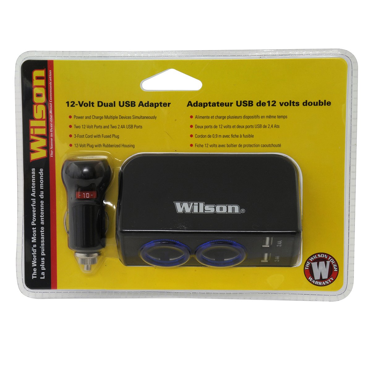 Wilson 3052224Usbbl 12-Volt Dual Usb Adapter With 3 Foot Cord