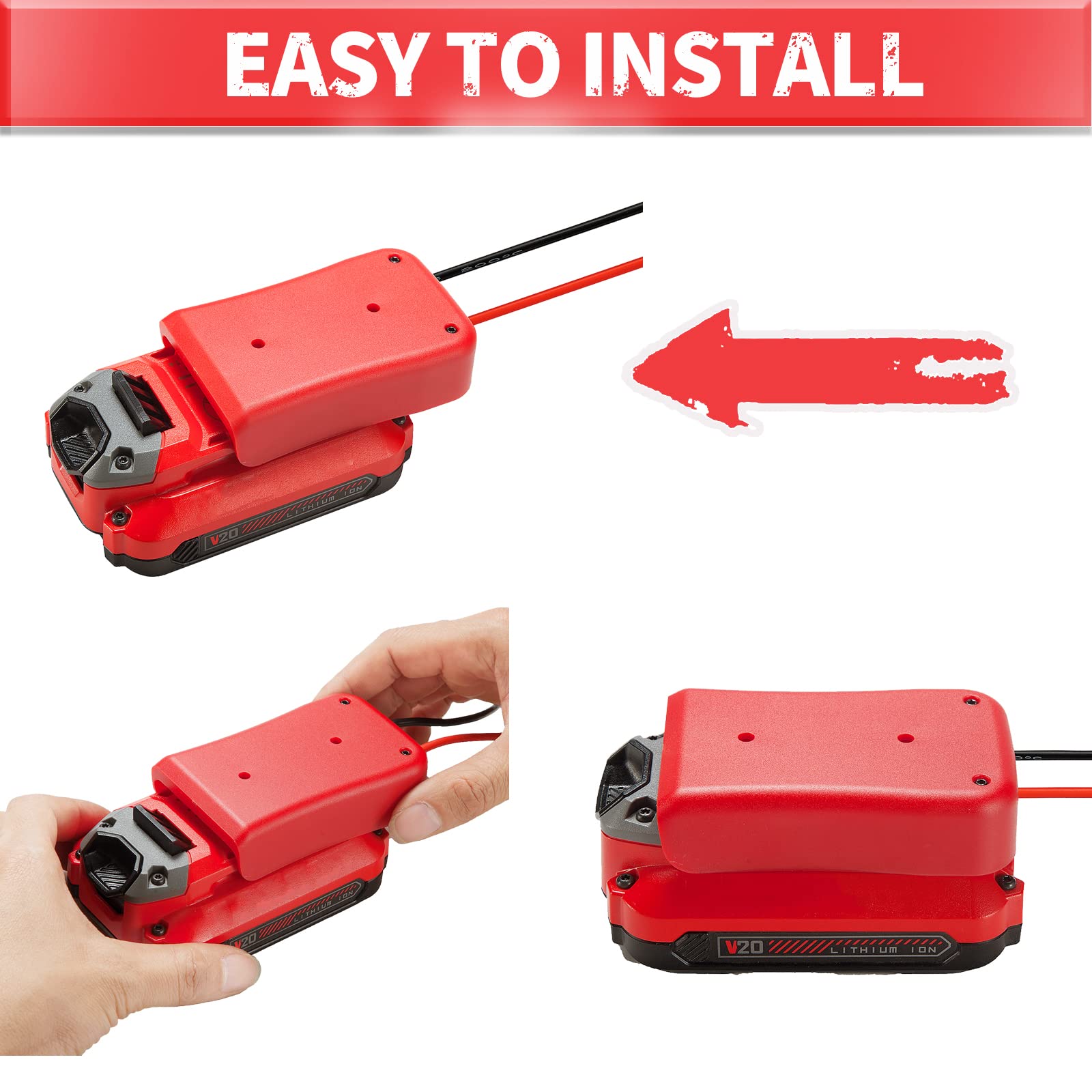 Power Wheel Adapter For Craftsman V20 20V Battery Battery Adapter With Fuse & Wire Terminal,14 Gauge Wire Power Convertor For Di