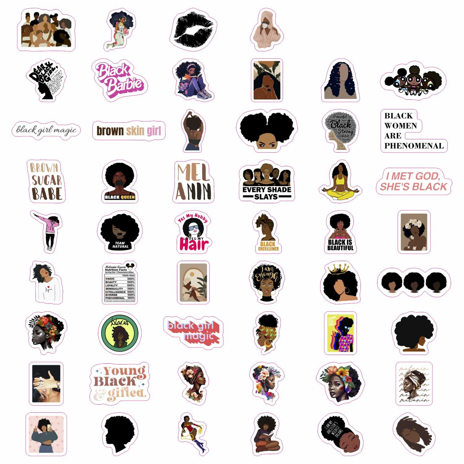 100Pcs Black Girl Stickers For Planners And Journals   Black Girl Magic Gifts, Black Women Vision Board Laptop Decals