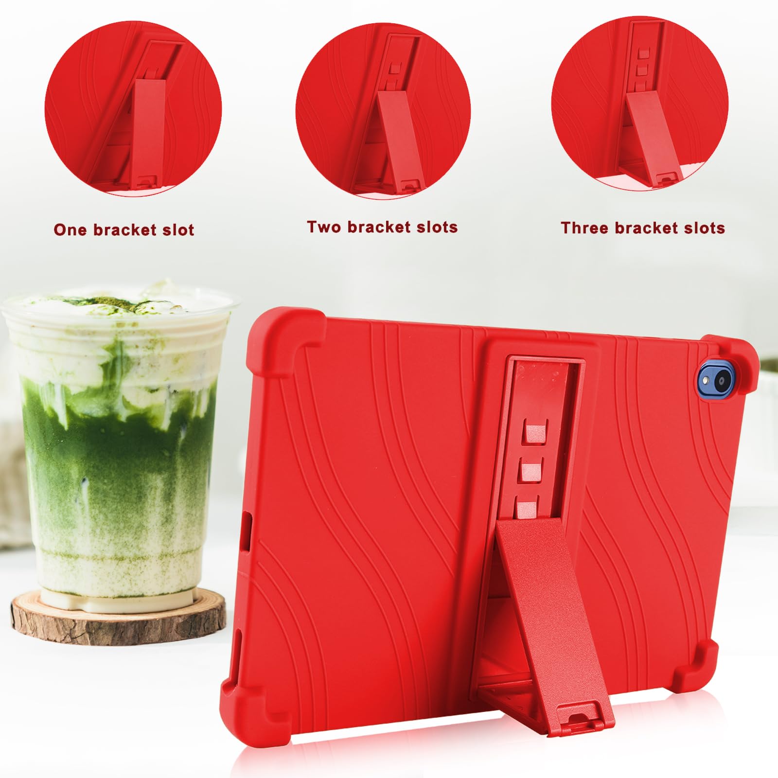 Atooz For Walmart Onn 10.1 Tablet Case 2024,Soft Silicone Case For Onn 10.1 Gen 4 Tablet With Stand (Model: 100135925) (Red)