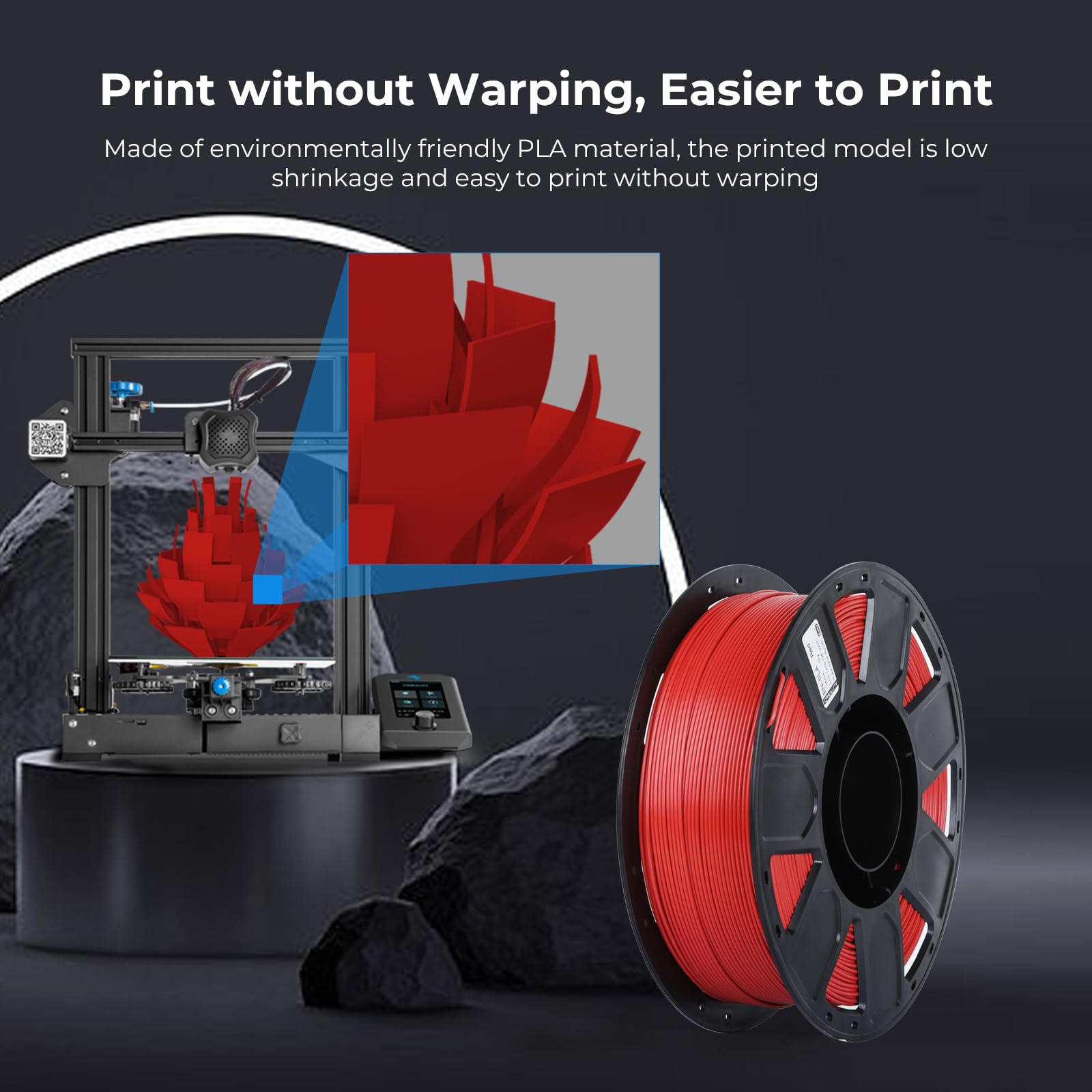 Creality 3D Printer Filament 1.75Mm, Ender Pla Filament No Tangling Smooth Printing Without Clogging No Warping, Fit Most Fdm 3D
