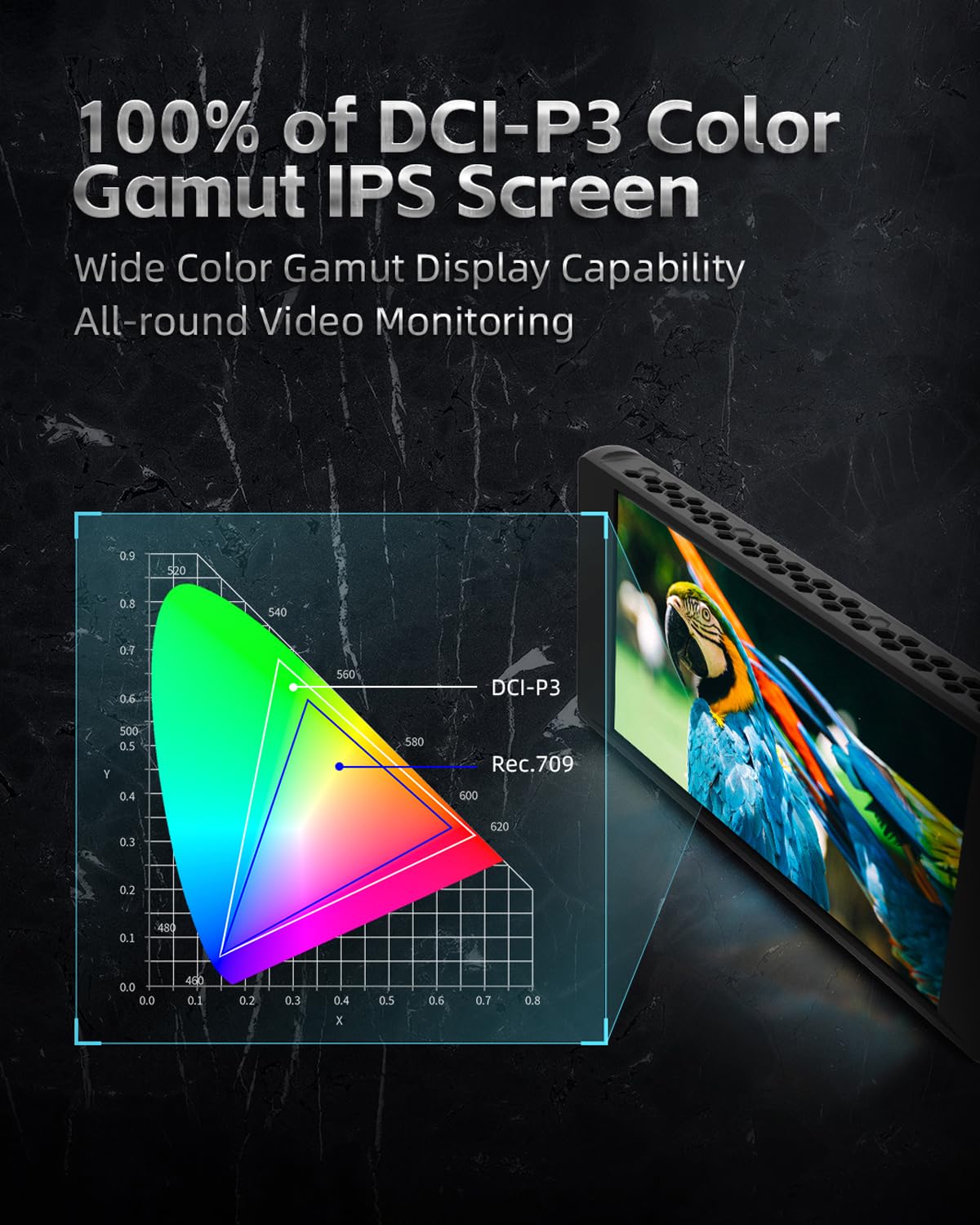 Portkeys Pt6 Camera Field Monitor 5.2'' 600Nit Touchscreen Camera Monitor Vertical Shooting Stretch 3D Lut Output Wide Color Gam