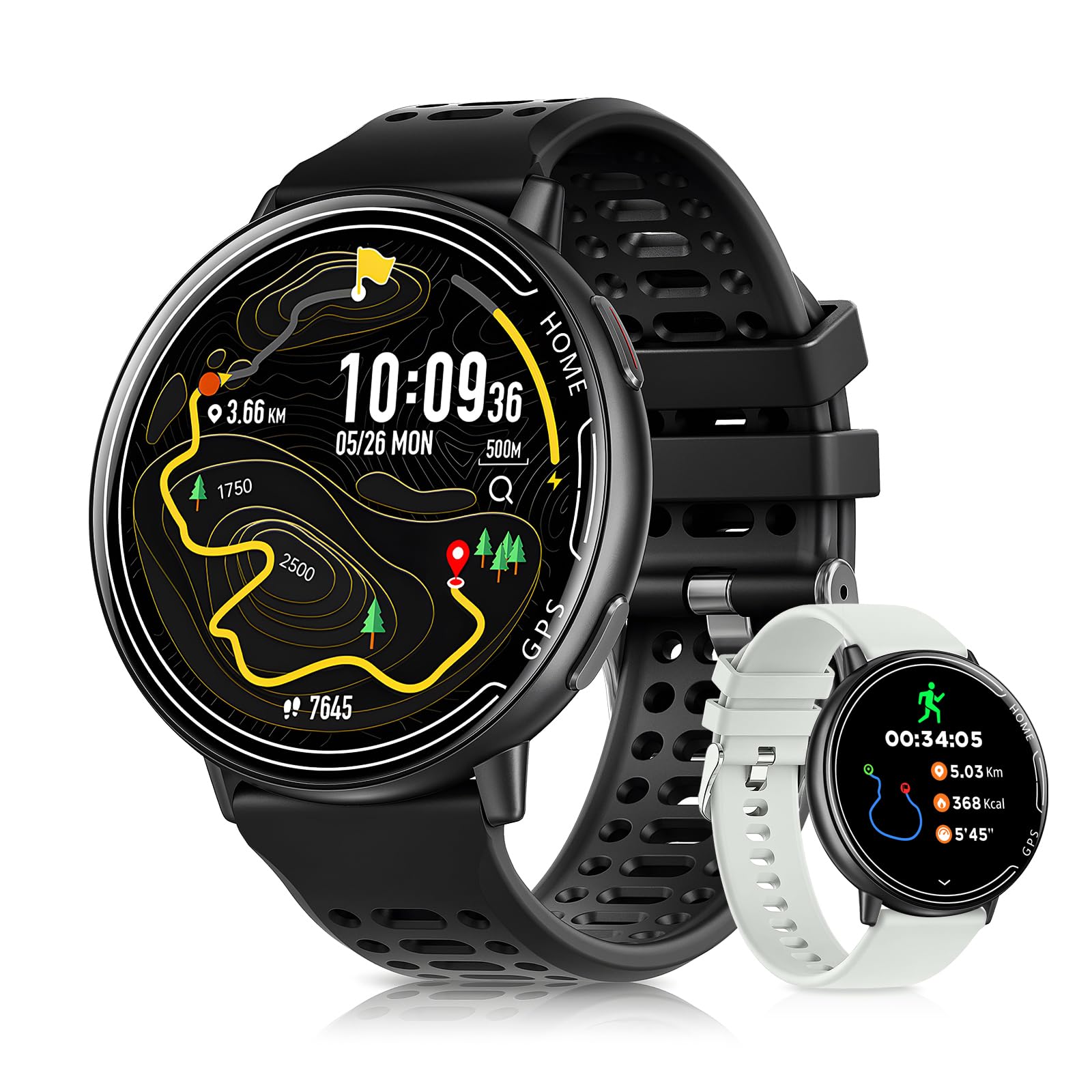 Rmana GPS Smart Watches for Men, 1.39 AMOLED Screen Smartwatch, Bluetooth Call/100+ Sport Modes/GPS/Compass/Heart Rrate/Blood Pr
