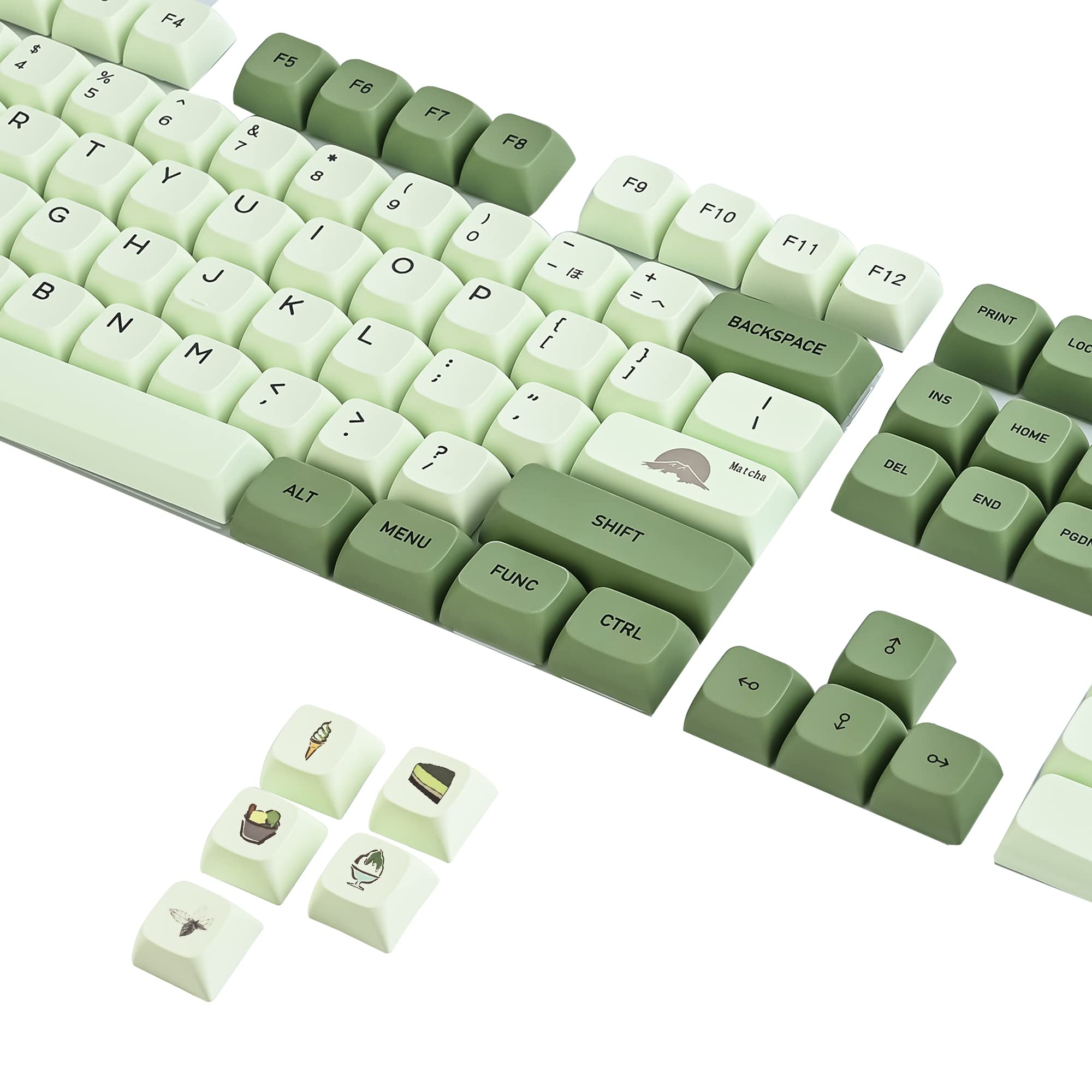Gtsp 124 Key Matcha Keycaps For 65 75 100 Percent 60% Keyboard Xda Keycap Set Dye Sub For Cherry Mx Gateron Kailh Switch (Matcha
