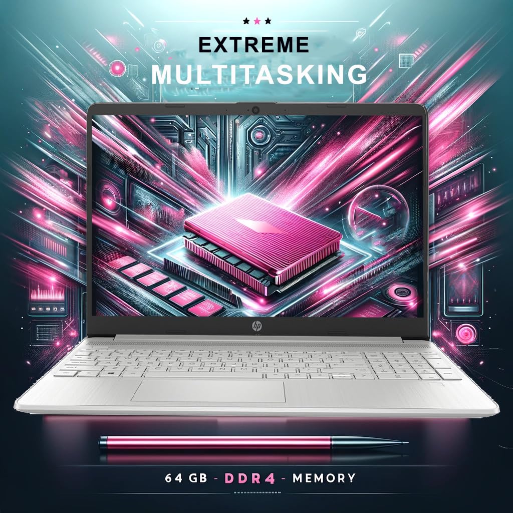 Hp Newest Laptop, 15.6'''' Hd Touch Display, Core I3 1215U 6 Core Processor, 32Gb Ram, 1Tb Pcie Ssd, Bluetooth, Wifi, Thin & Por