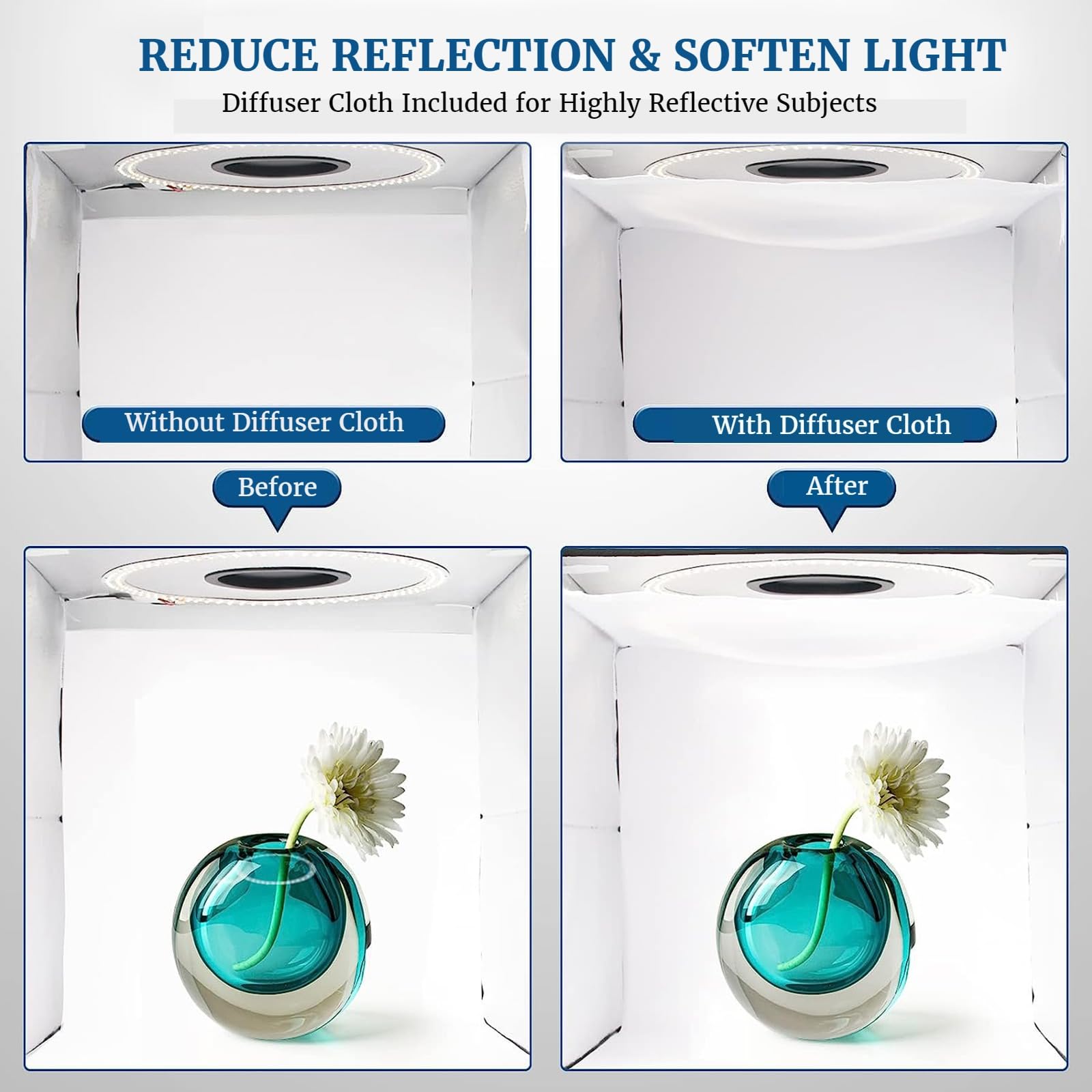 Portable Photo Studio Light Box, Puluz 16''X16'' Professional Dimmable Shooting Tent Kit With 160 Leds Lights & 6 Kinds Double S