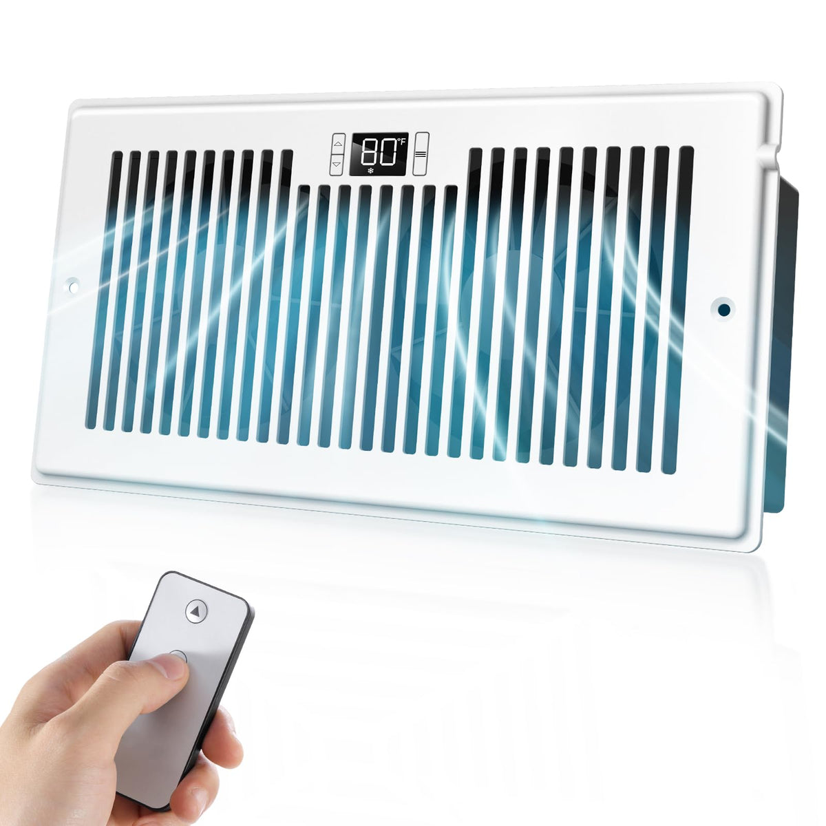Vellee Quiet Register Booster Fan Fits 6 '' X 12 '' (Duct Opening Cutout), 10-Speed Smart Heating Cooling Ac Vent Booster Fan W/