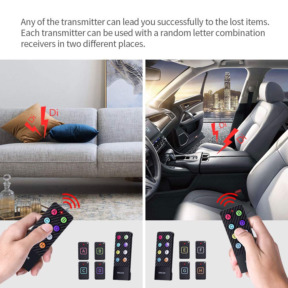 Upgraded Key Finder With Extra Backup Rf Transmitter And Lanyards, Simjar Wireless Rf Item Locator Tracker Support Remote Control With Loud Beep   Pet/Wallet/Phone/Glasses Tracker