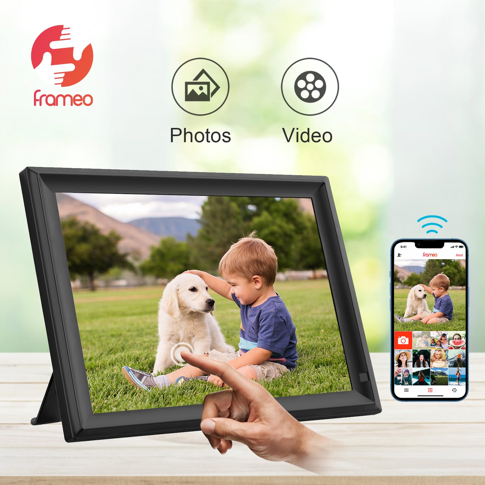 64Gb 15.6Inch Frameo Digital Photo Frame With 1920X1080 Fhd Ips Lcd Touch Screen, Dual Wifi Share Photos & Videos Via Frameo App