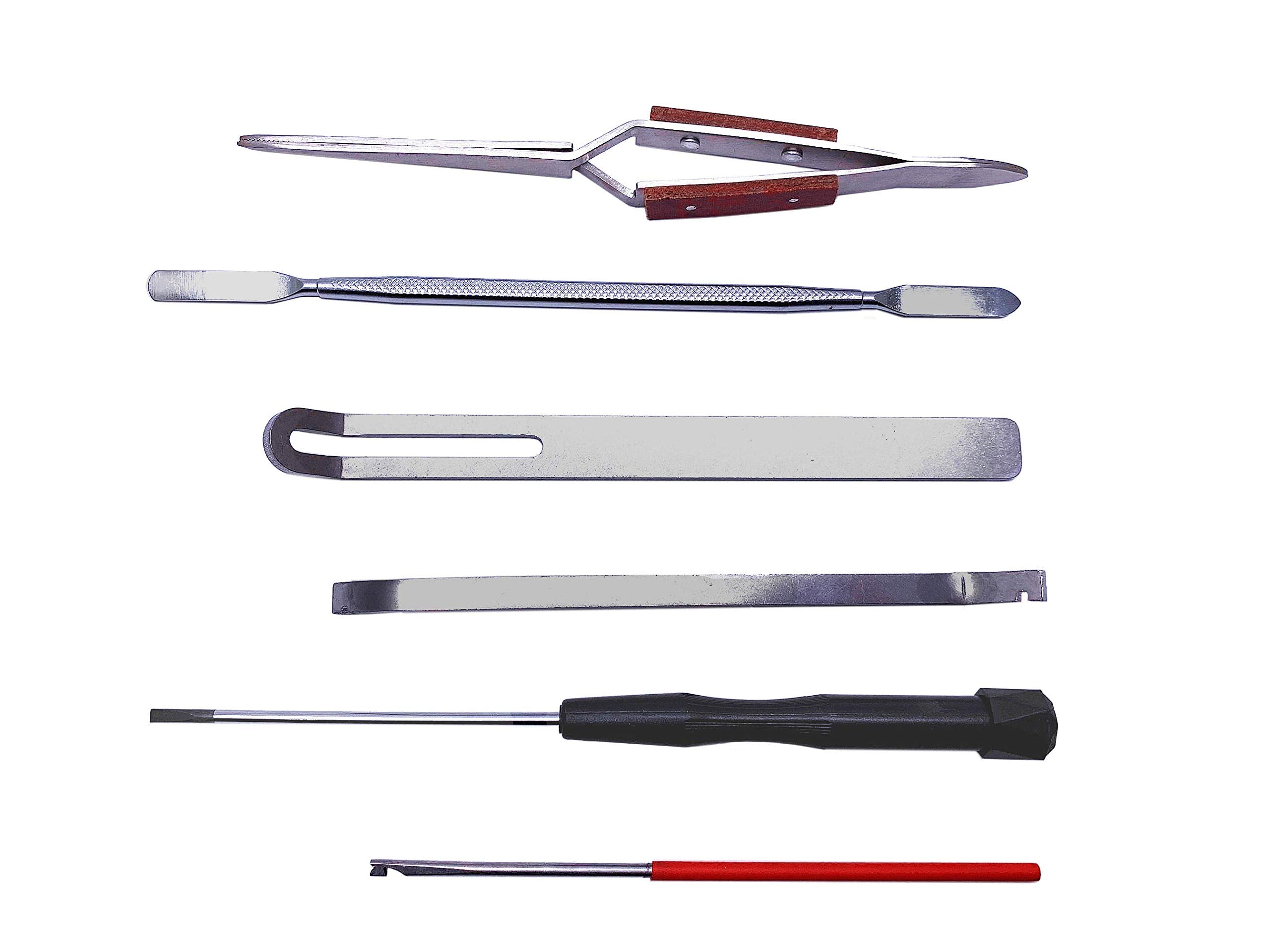 Jiayouy 6Pcs Durable Woodwind Instrument Repair Tool Steel Spring Hook Screwdriver Reverse Tweezers Trimming Tools Set For Sax C