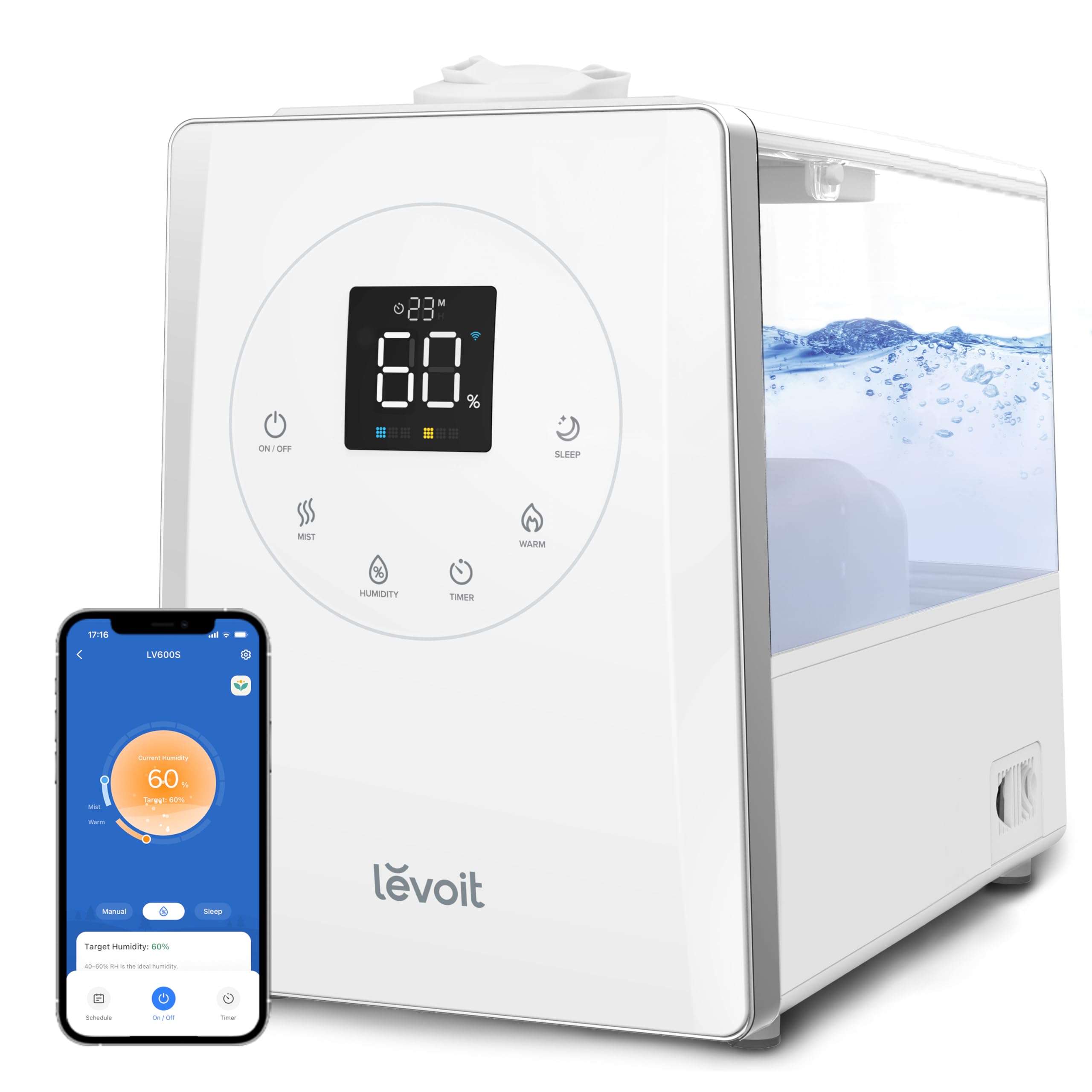 Levoit Lv600S Smart Warm And Cool Mist Humidifiers For Home Bedroom Large Room, (6L) 753Ft Coverage, Quickly & Evenly Humidify W