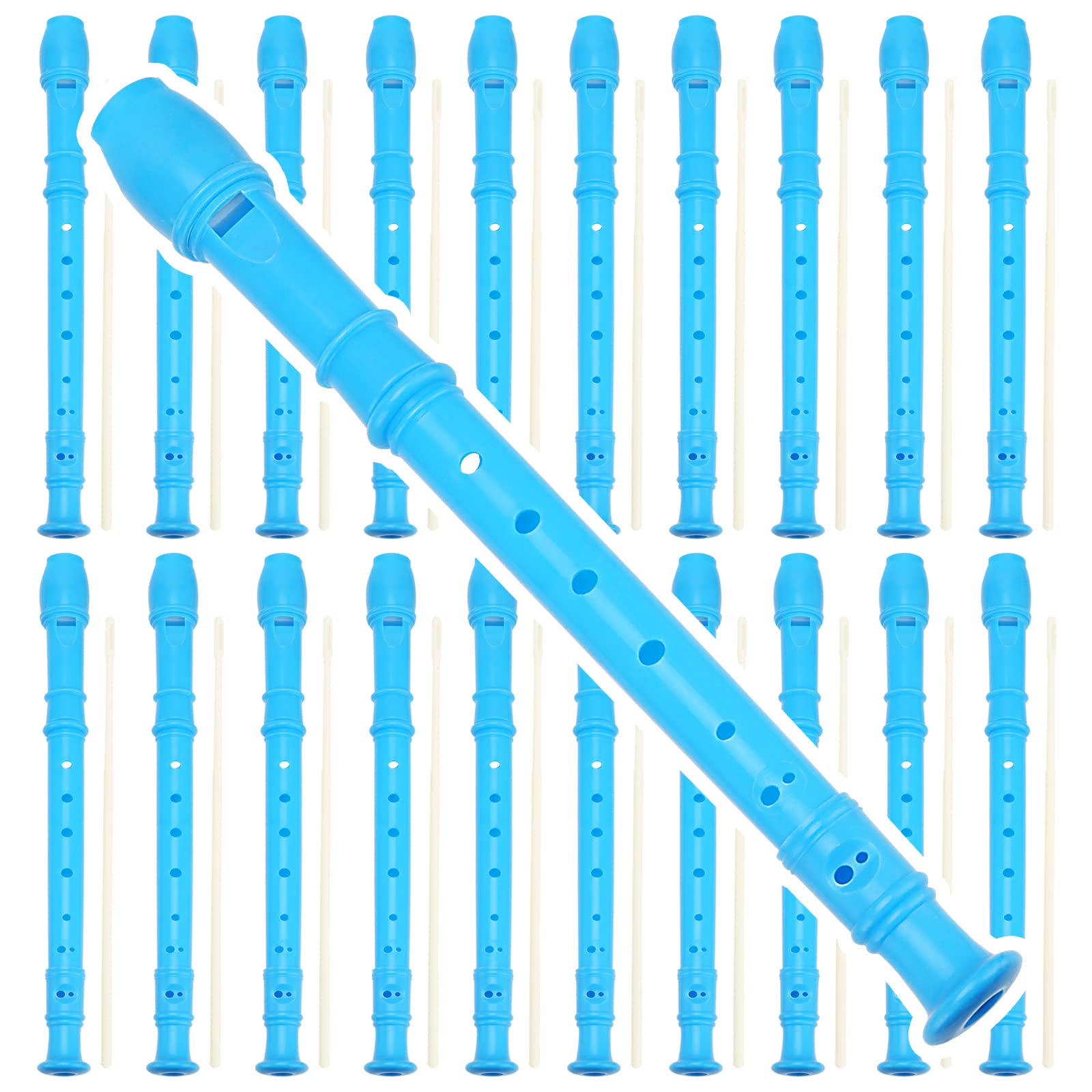 Muklei 20 Pack 12 Inch Descant Soprano Recorder, 8 Hole Soprano Recorder Recorder Instrument With Cleaning Rod For Beginners, Bl