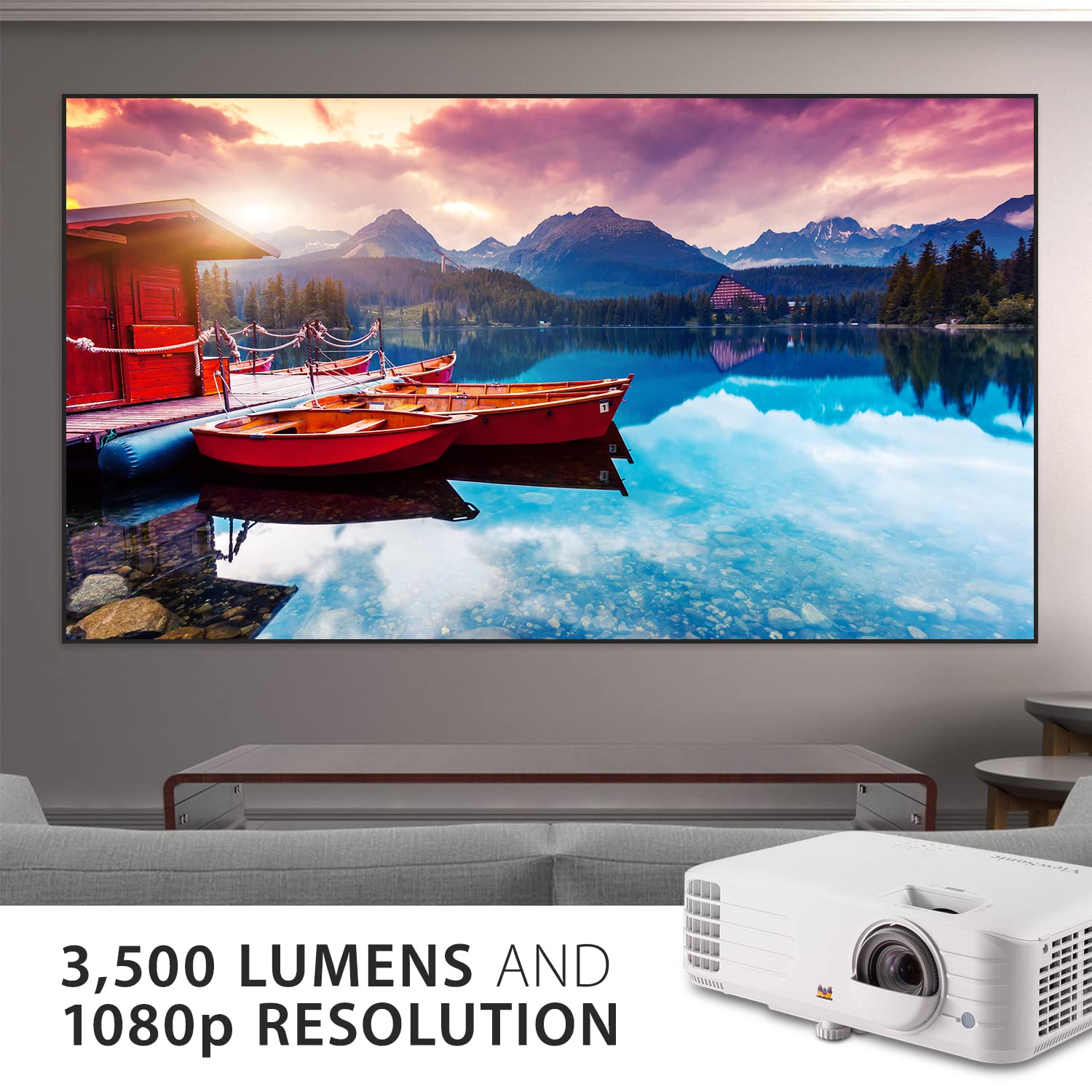 ViewSonic PX703HDH 1080p Projector, 3500 Lumens, Dual HDMI, White, Gaming & Home Use