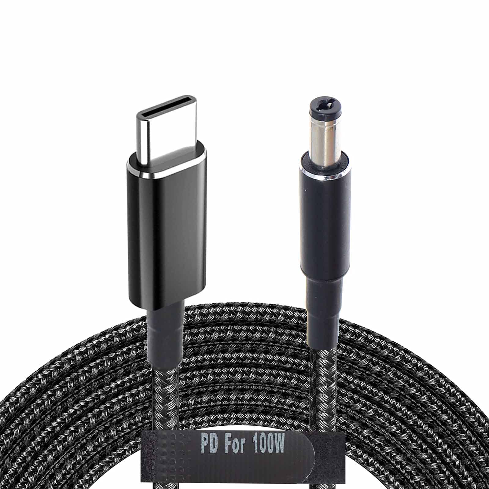 USB C to 5.5mm Adapter Cable Braided 19V 20V 100W Power Bank Battery Pack Charging Supply Type C Male to DC 5.5 x2.1mm Barrel Co