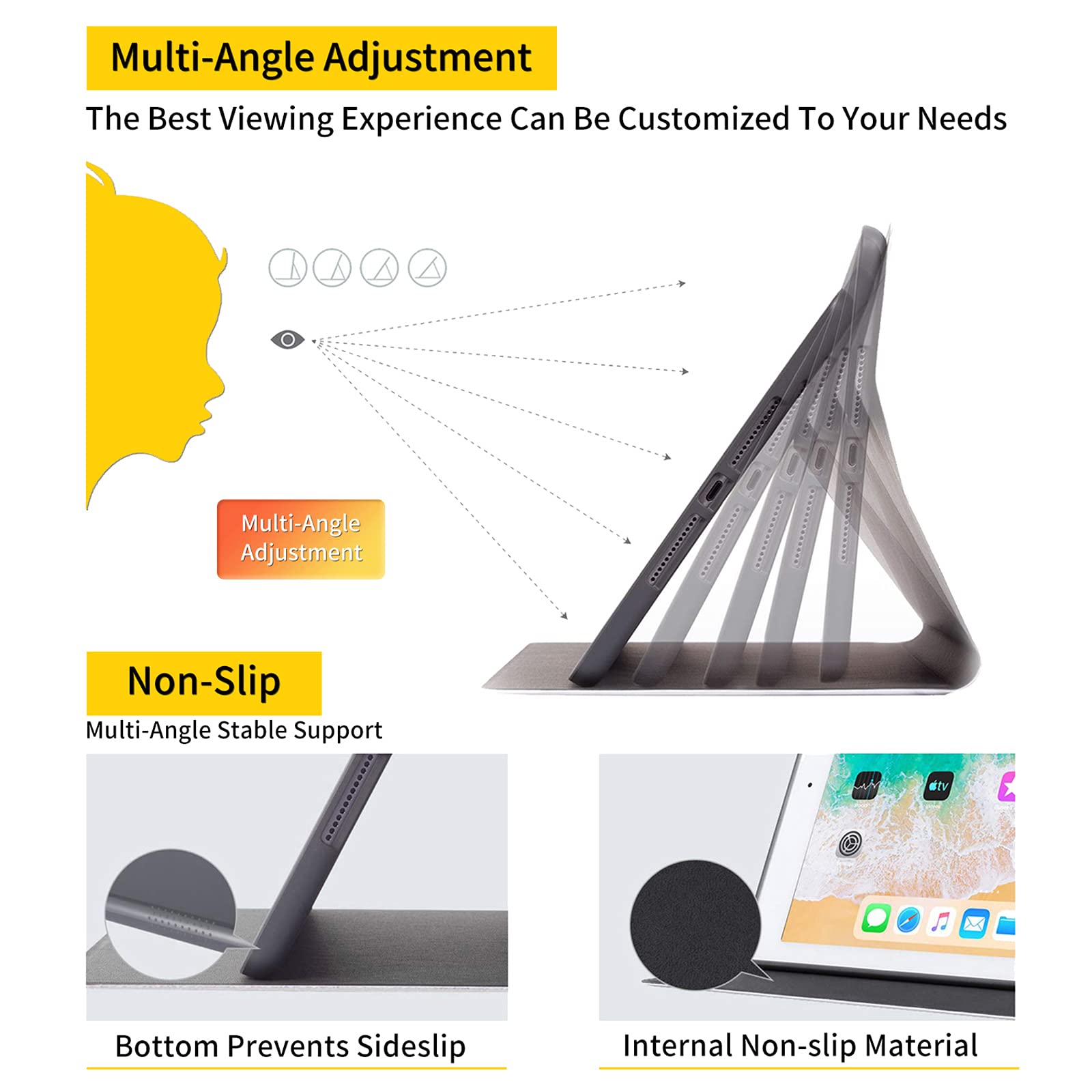 Galaxy Tab A 10.1 Case 2019, Pu Leather Stand Foldable Tablet Case With Multi  Viewing Angles Cover For Samsung Galaxy Tab A 10.