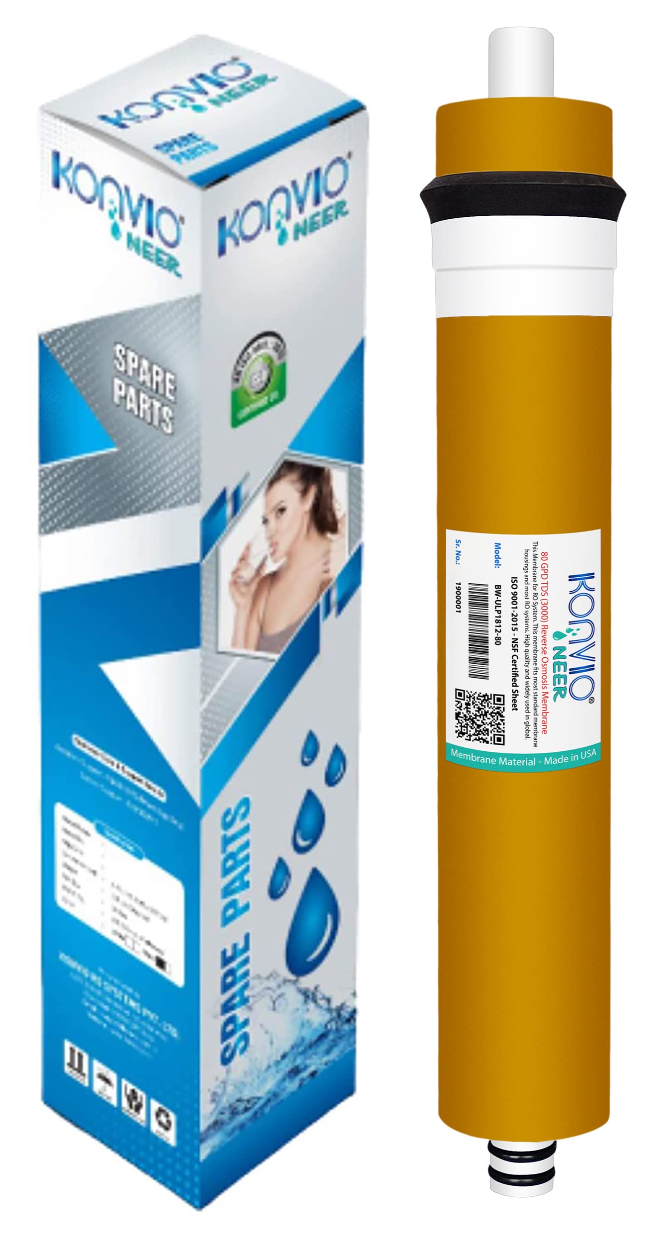 Konvio Neer Membrane For All Type Of Ro Water Purifier (3000 Tds 80 Gpd)