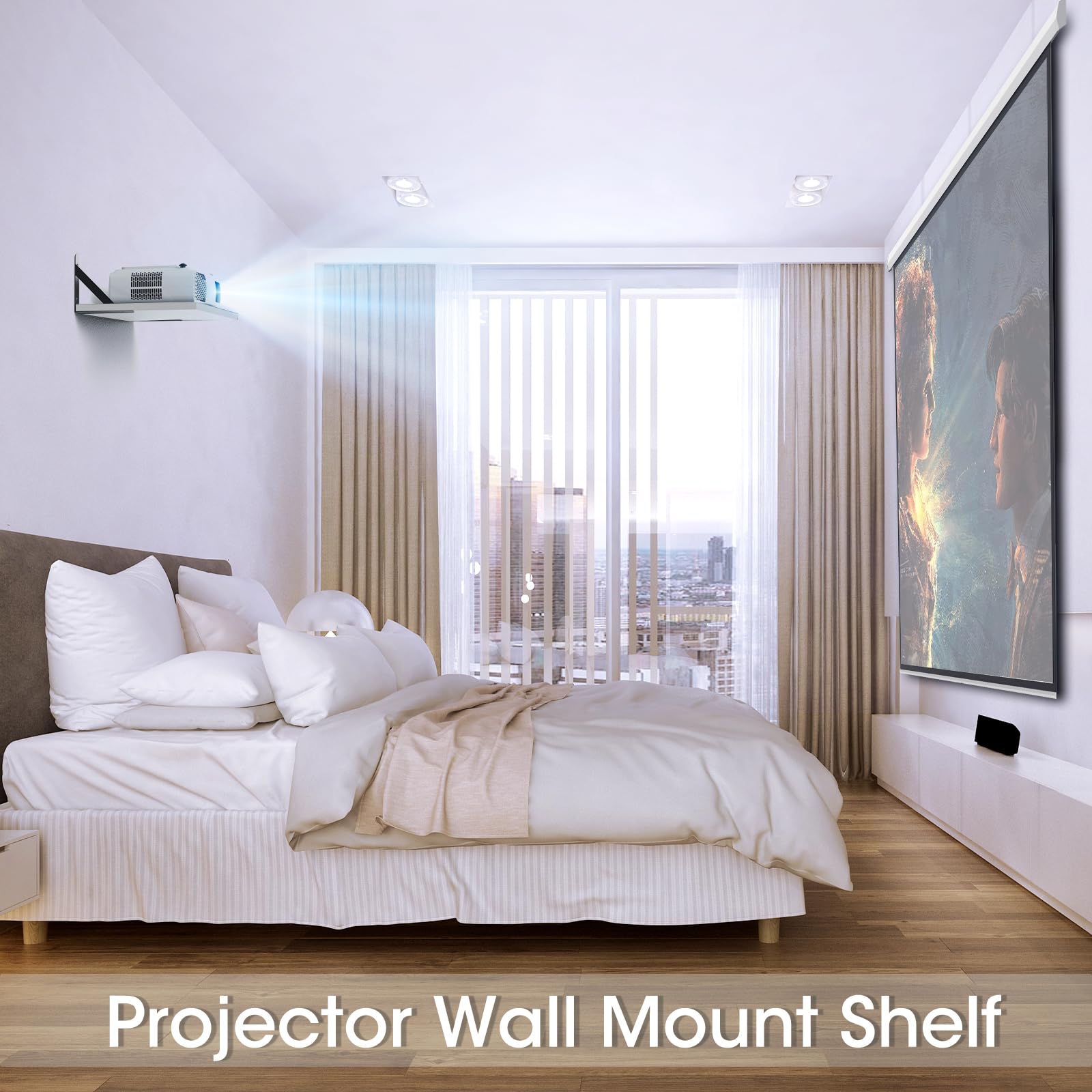 Dawasapat Projector Mount, White Small Mini Projector Shelf/Cable Box Wall Mount/Router Wall Mount, Projector Holder Stand Acces