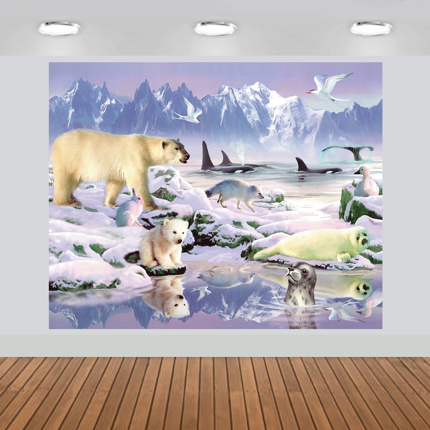 Polar Animals Scenic Backdrop Large Banner Photography Studio Fabric Background Photobooth Prop 7X6Feet #2190