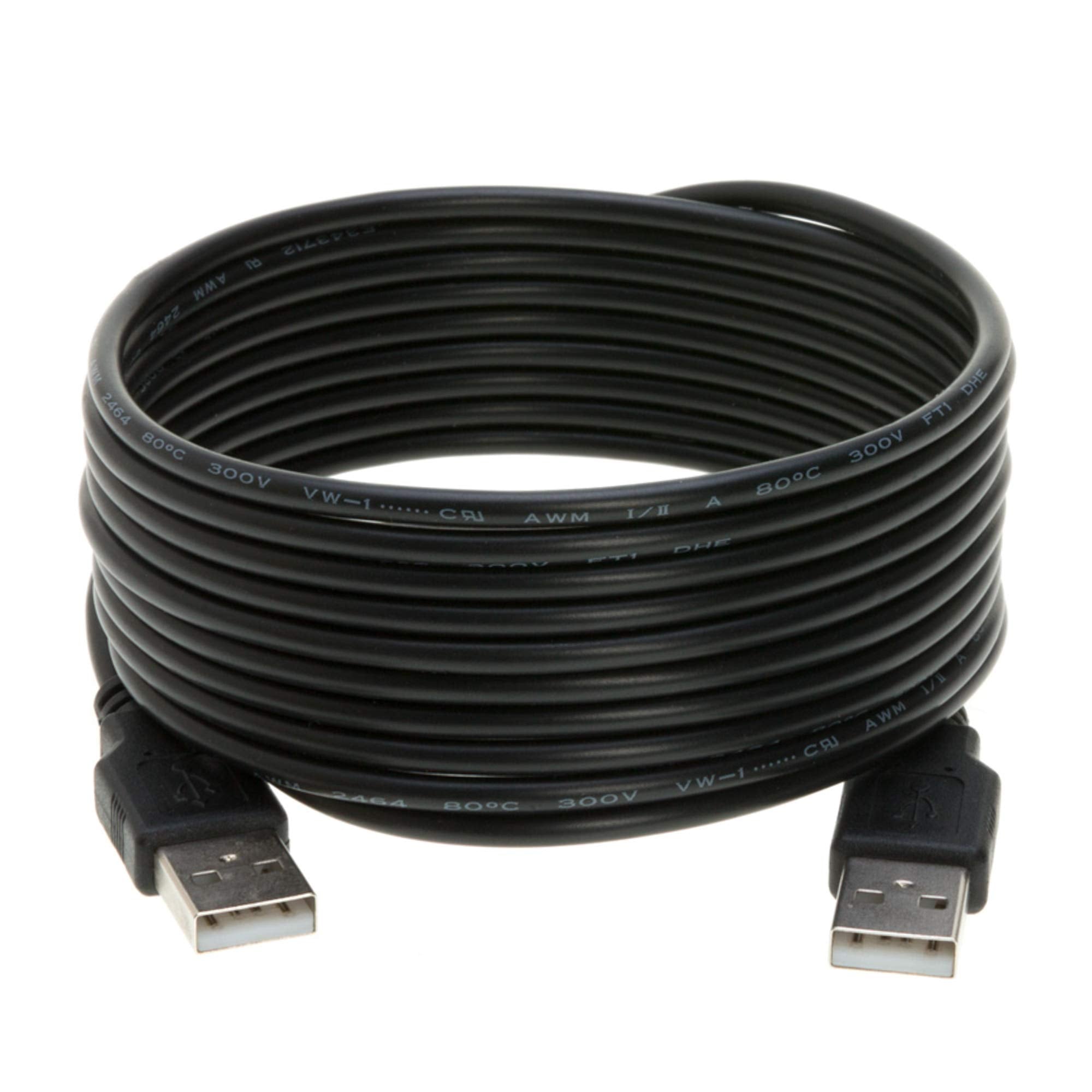 Usb 2.0 Type Cable A Male To A Male Black/White 3Ft, 6Ft, 10Ft, 15Ft (15Ft, Black)