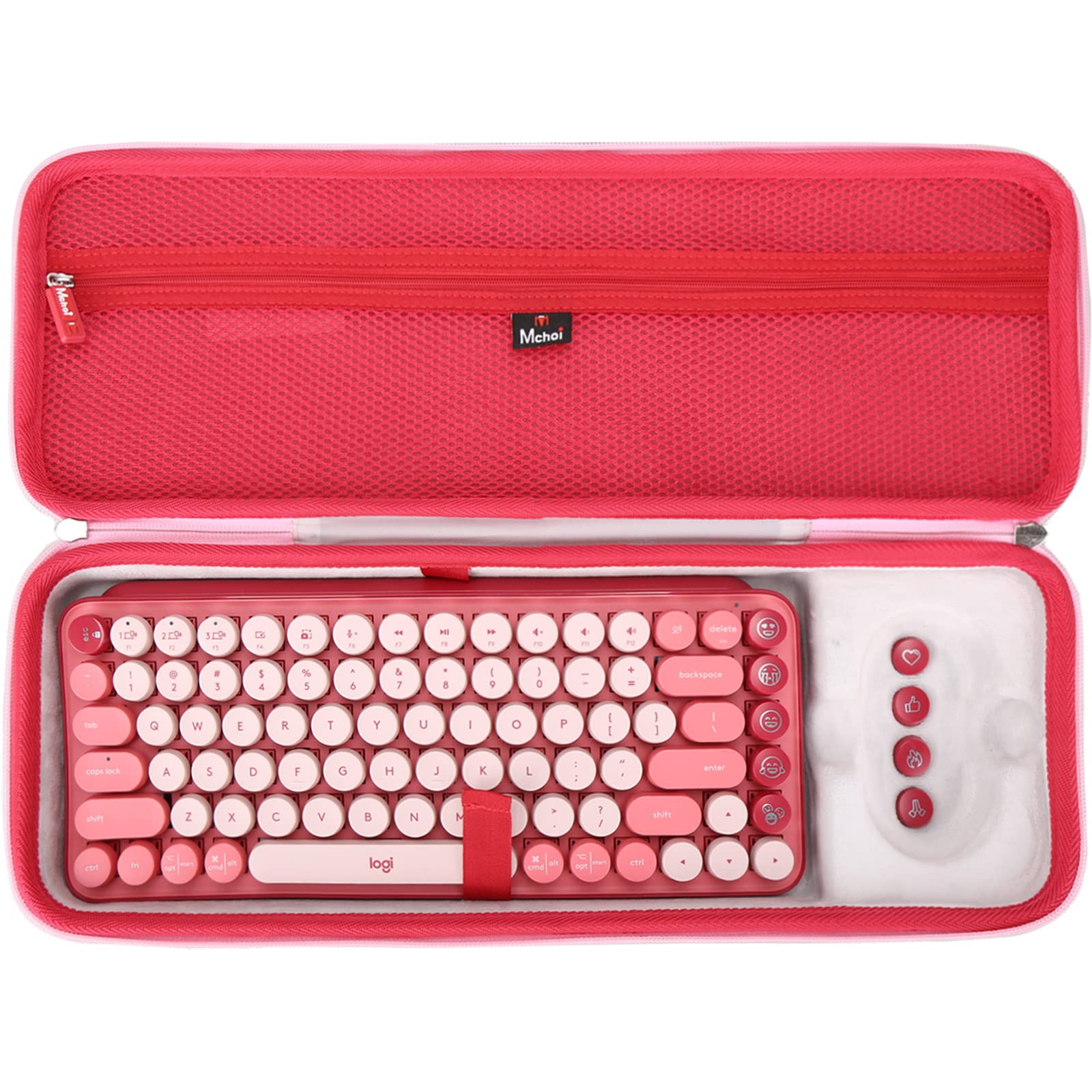 Mchoi Shockproof Carrying Case For Logitech Pop Keys Mechanical Wireless Keyboard With Customizable Emoji Keys, Pink, Case Only