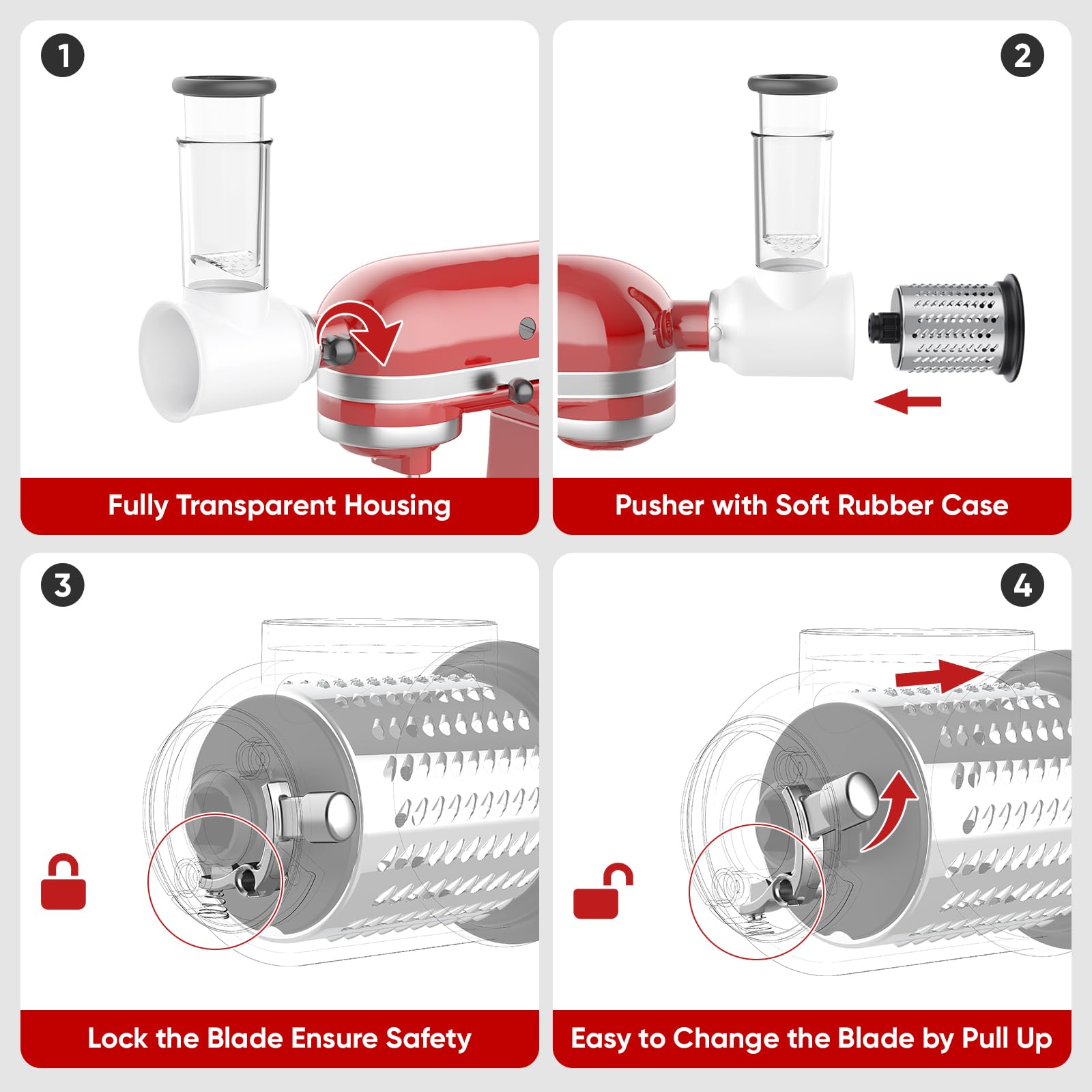 Slicer Shredder Attachment For Kitchenaid Stand Mixer, Cheese Grater Attachment For Kitchenaid, Vegetable Salad Maker Accessorie