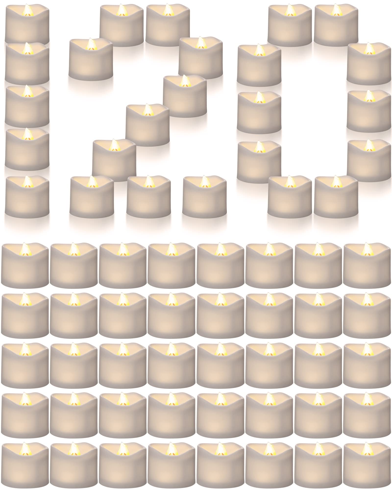 Hortsun 120 Pieces Flameless Tea Lights Candles Longer Battery Operated Votive Led Candles Flickering Romantic Tealights For Sea