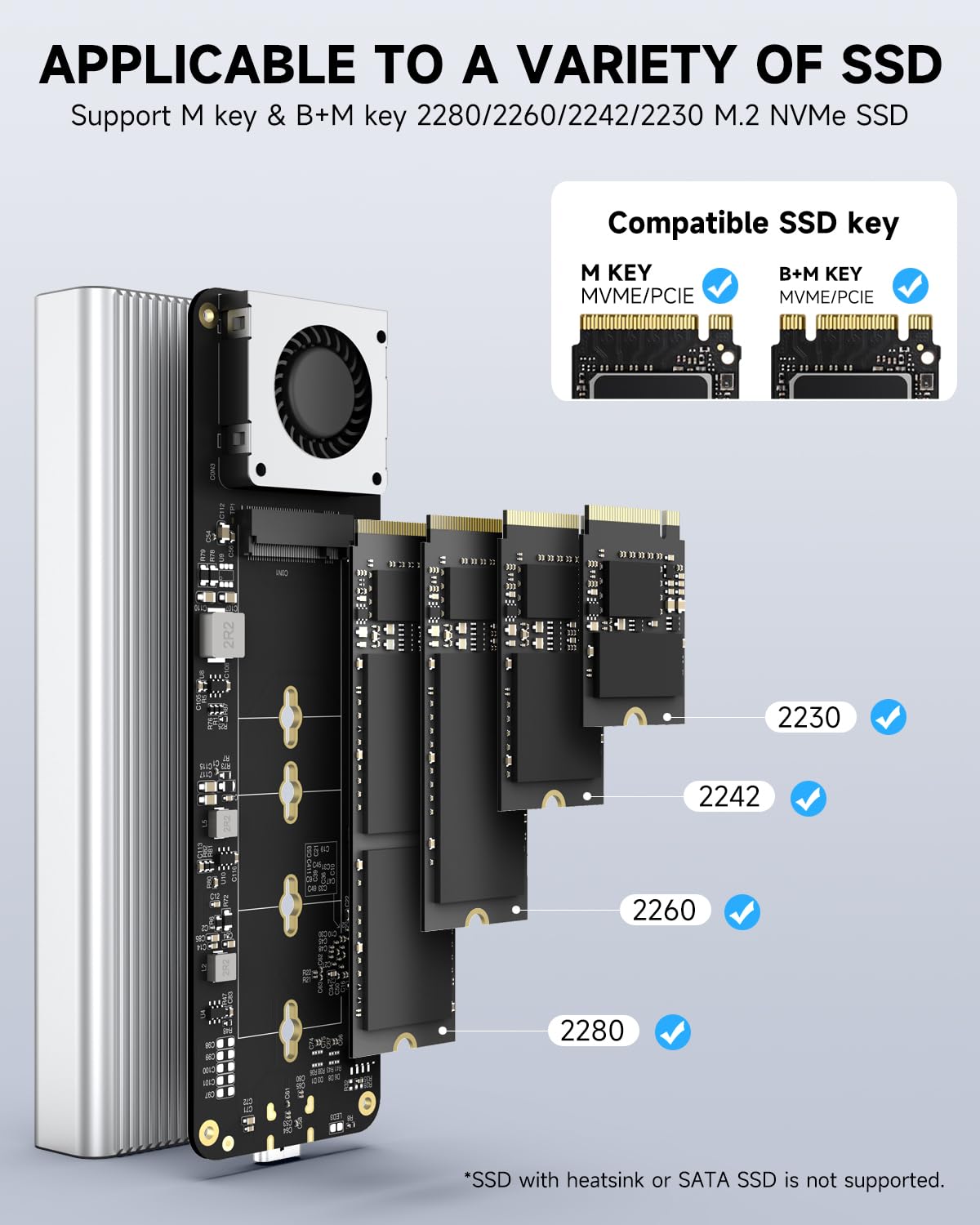 Idiskk Professional 40Gbps M.2 Nvme Ssd Enclosure For M1 M2 Pro/Max,External Ssd Aluminum Alloy Enclosure Compatible With Thunderbolt 3/4 Usb 3.2/3.1/3.0/Type C,Support Up To 8Tb Size 2280 M&B+M Key