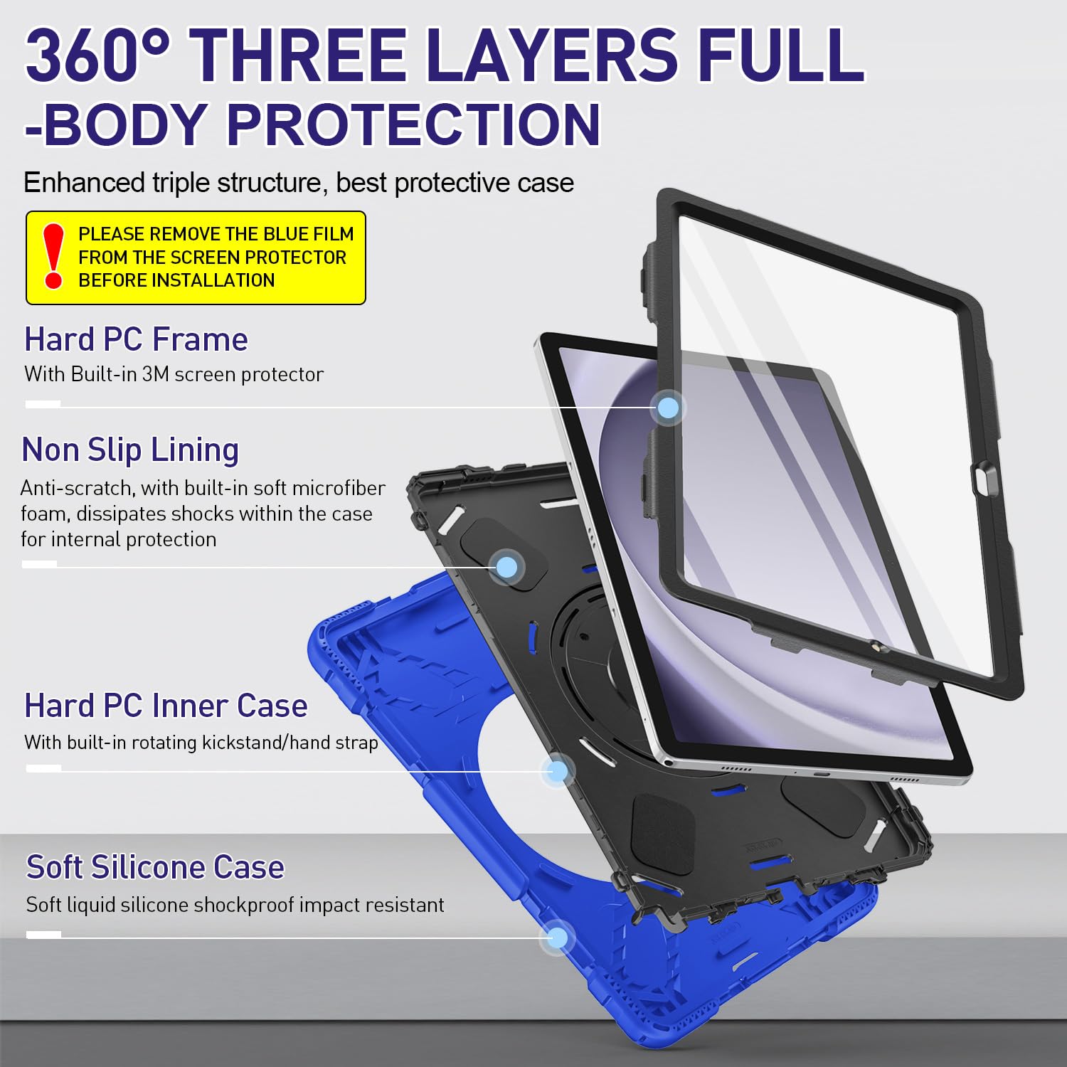 Supfives Case For Samsung Galaxy Tab A9 Plus 11 Inch 2023, Liquid Silicone Heavy Duty Shockproof Protector Tab A9 Plus Cover Wit