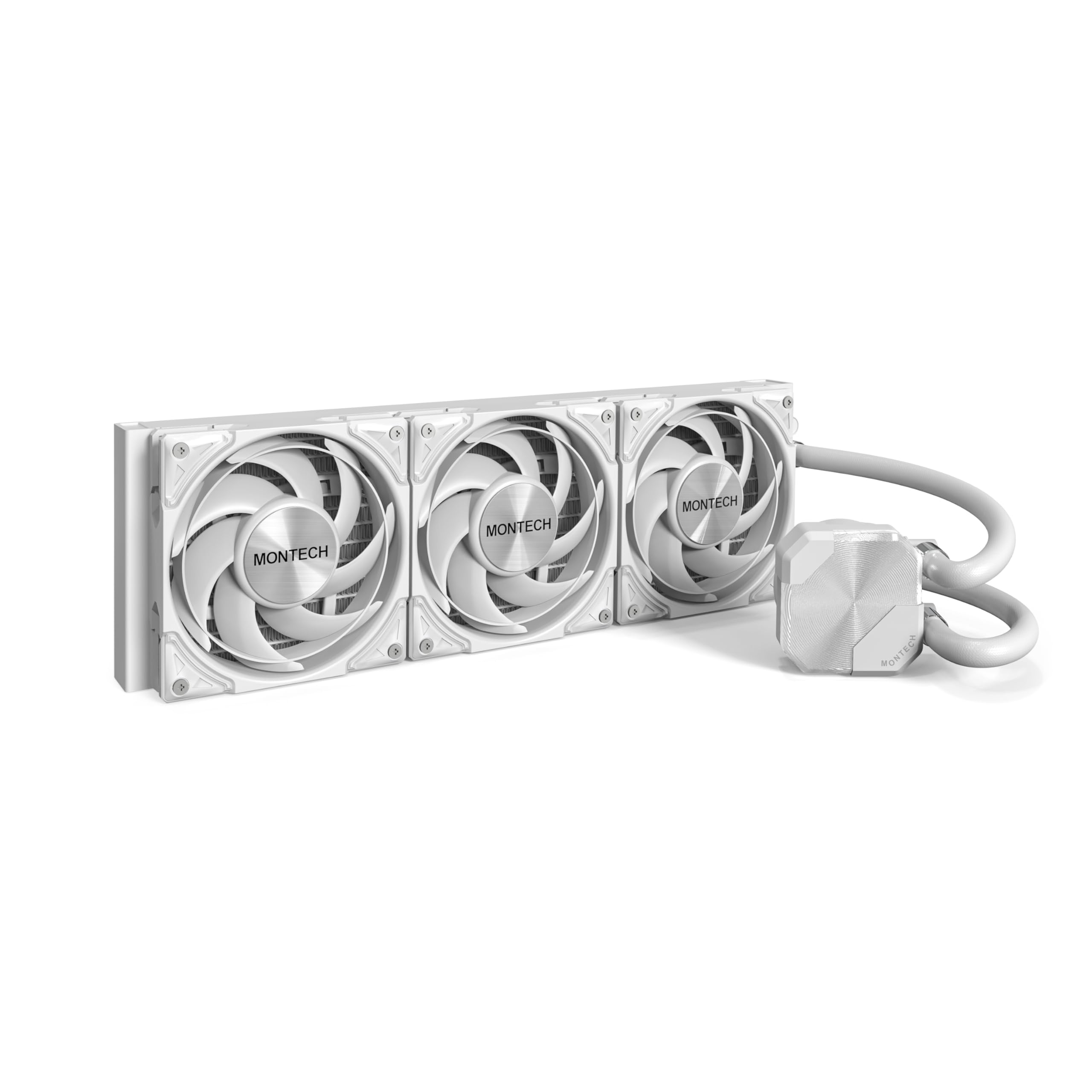 MONTECH HyperFlow Silent 360 White - Ultra-Quiet AIO Liquid CPU Cooler, 3100RPM Pump, Triple Silent Fans, High-Efficiency Radiat