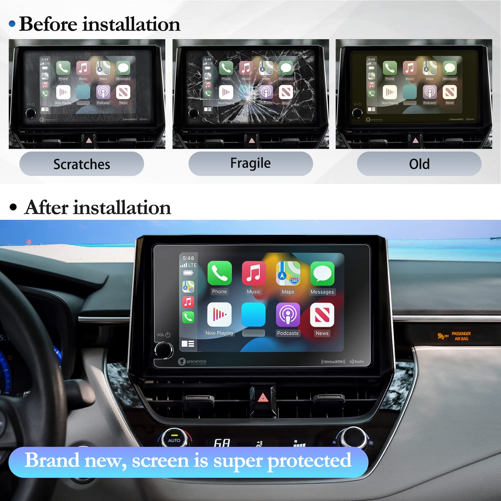 Sktu 2Pcs 2024 2025 Corolla Cross Accessories Screen Protector For 2023 2024 2025 Toyota Corolla Cross 8 Inch Navigation Ultra Clear Anti Scratch