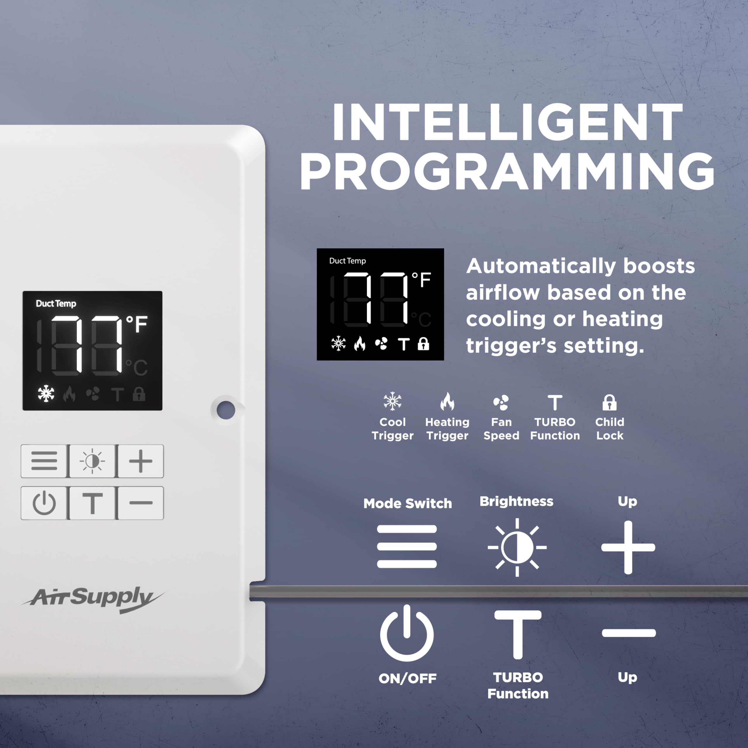 Turbro Register Booster Fan, Fits 4    X 10    Register Holes, Enhances Hvac Airflow, 4 Way Vent Grille, 10 Speed Fan, Intellige