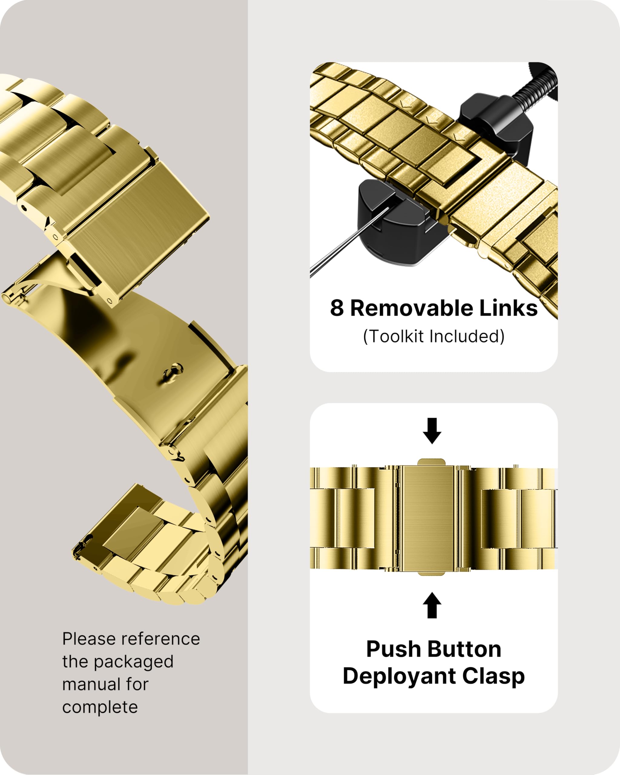 Fullmosa 18Mm Stainless Steel Watch Band, Quick Release Watch Strap Compatible With Garmin Vivoactive 4S/Vivomove 3S/Active S/Ve