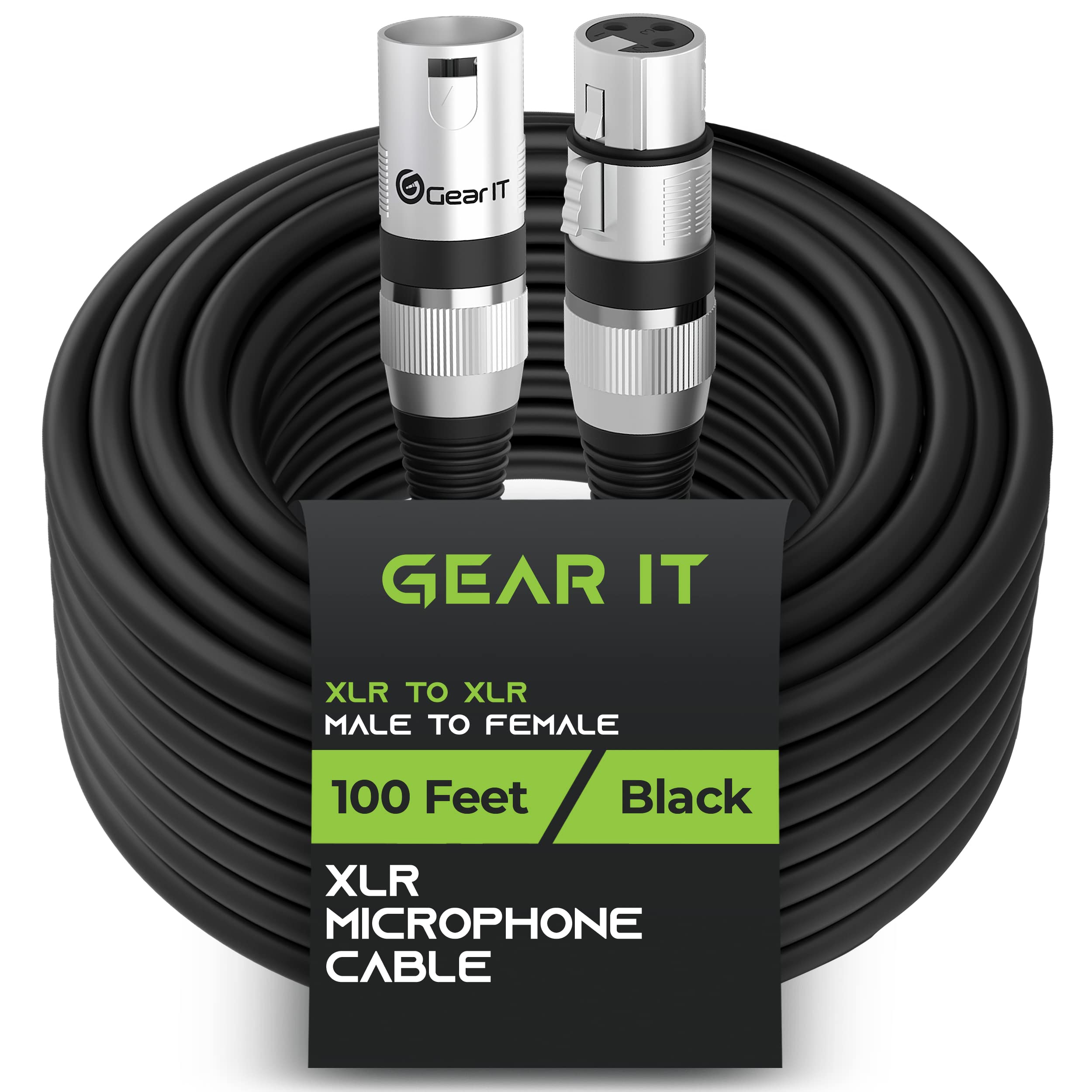 GEARit XLR Male to Female Microphone Cable (100 Feet, 1 Pack) 3-Pin Balanced Shielded Mixer, Recording Studio, Podcast - Yellow
