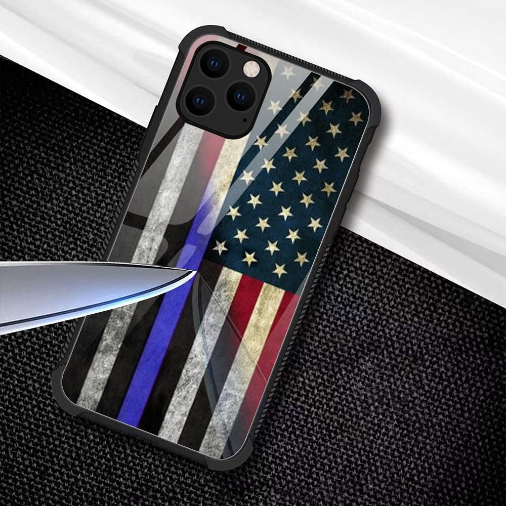 Iphone 13 Pro Max Case,Thin Blue Line American Flag Iphone 13 Pro Max Cases For Men Boy,Drop Protection Cool Pattern With Soft T