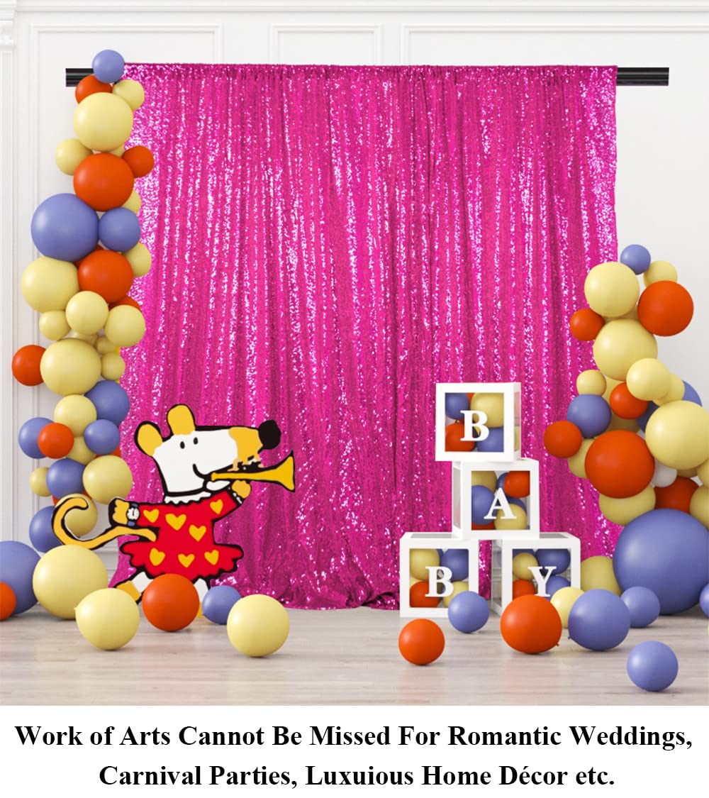 Partisout Sequin Backdrop Curtain 4Ftx7Ft Sequence Backdrops Party Glitter Background Sparkle Wedding Photo Shimmer Curtains (Ho