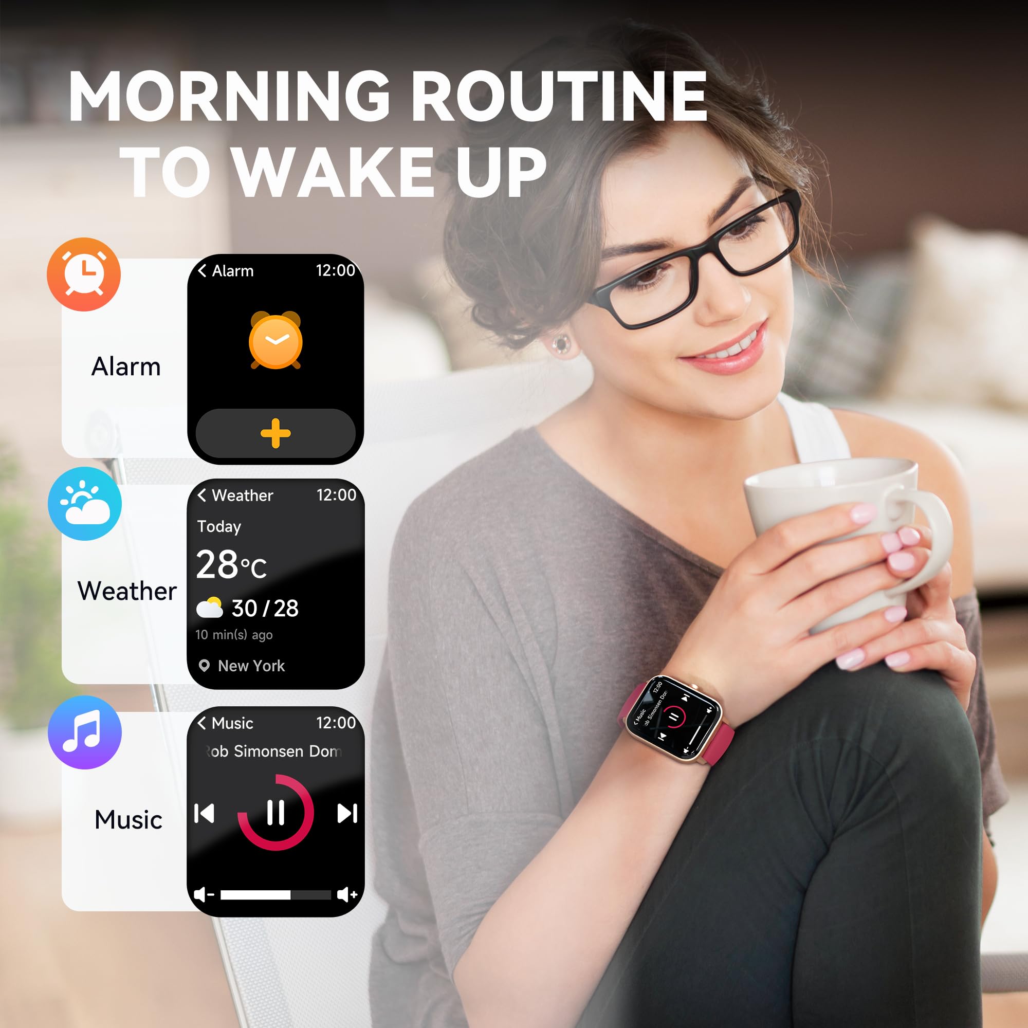 Smart Watch For Women,1.8 ''Fitness Watch(Answer/Make Call),Alexa Built-In, [24H Heart Rate Sleep Blood Oxygen Monitor],5Atm Wat