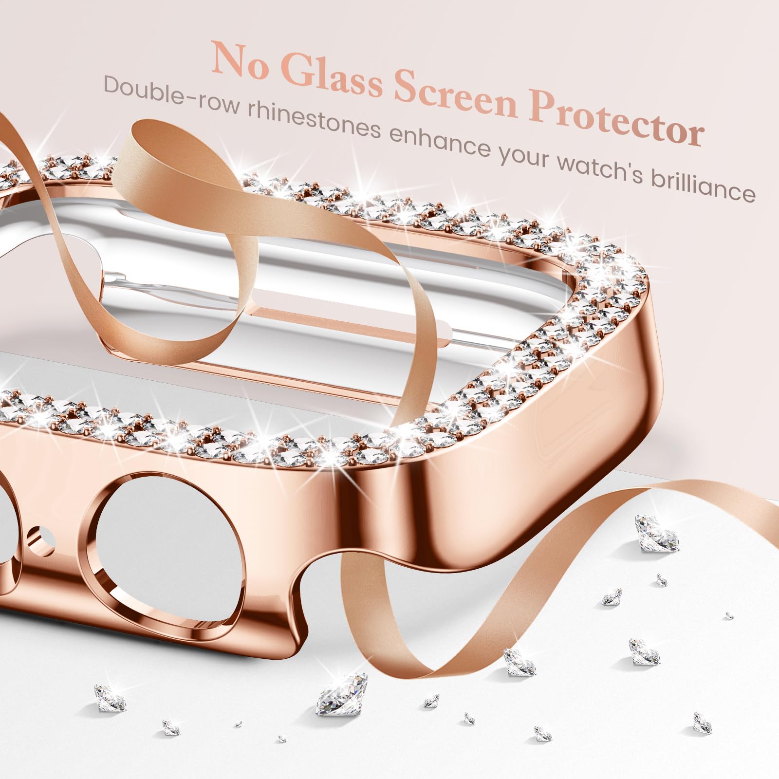 Goton 4-Pack Bling Case For Apple Watch Protector 40Mm Series 6/5/4, Se 3/2/1, Women Glitter Diamond Rhinestone Bumper For Iwatc